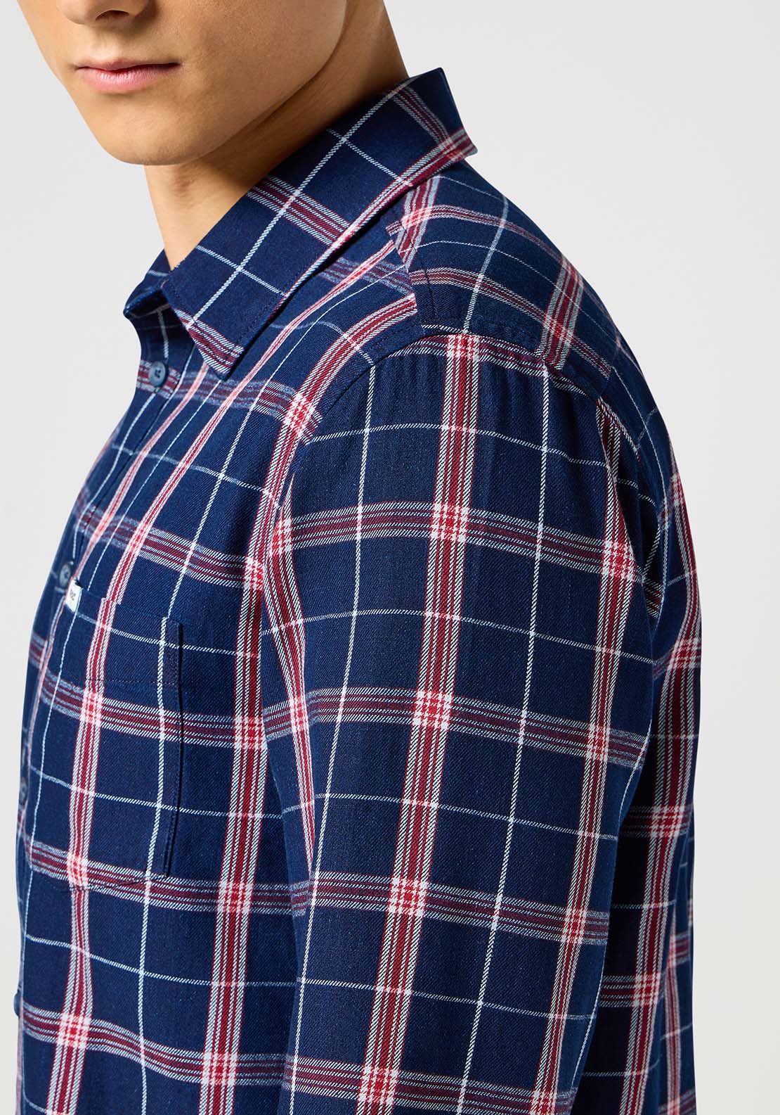 Wrangler Long Sleeve Check Shirt - Red Indigo 4 Shaws Department Stores