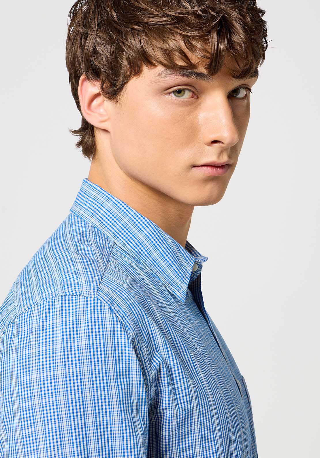 Wrangler Long Sleeves Check Shirt - Blue 2 Shaws Department Stores