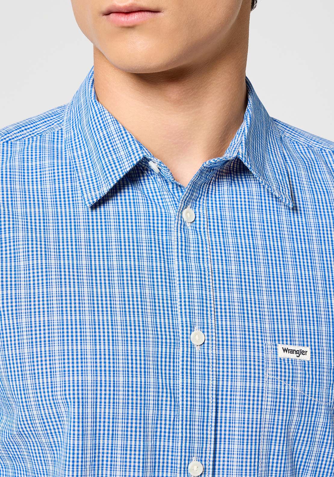 Wrangler Long Sleeves Check Shirt - Blue 4 Shaws Department Stores