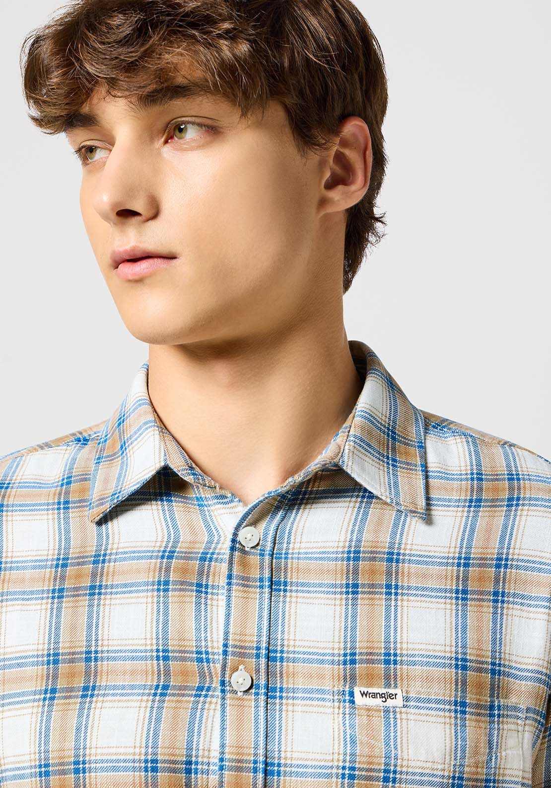 Wrangler Long Sleeves Check Shirt - White 2 Shaws Department Stores