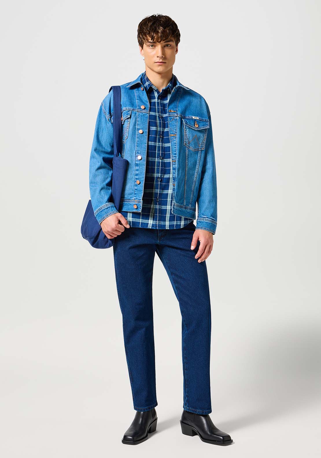 Wrangler Long Sleeves Check Shirt - Green Indigo 5 Shaws Department Stores
