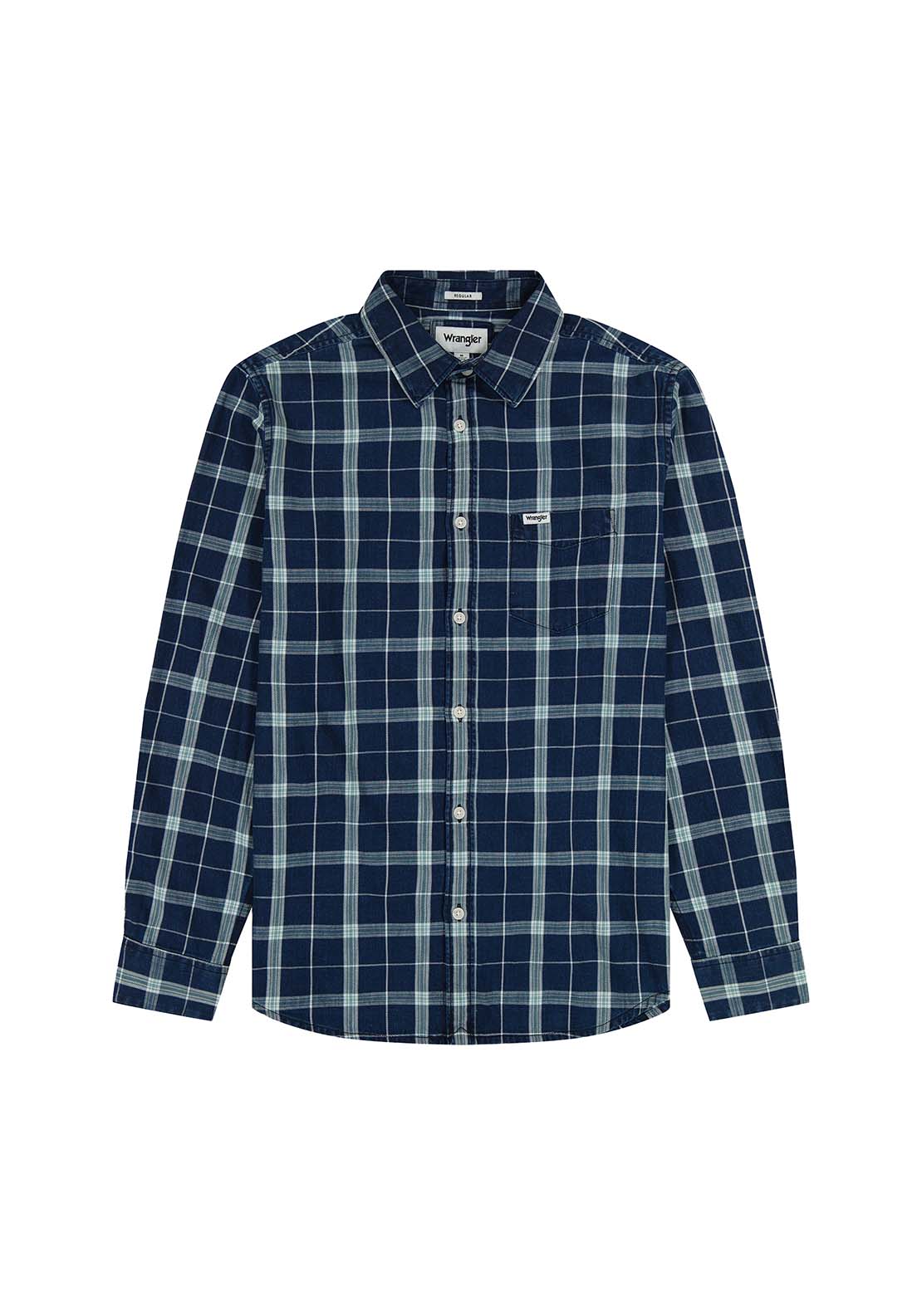 Wrangler Long Sleeves Check Shirt - Green Indigo 6 Shaws Department Stores