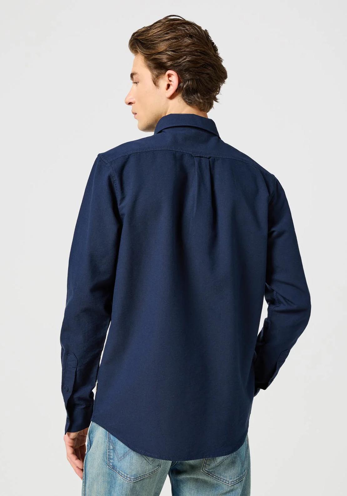 Wrangler Long Sleeved Oxford Shirt - Blue 2 Shaws Department Stores