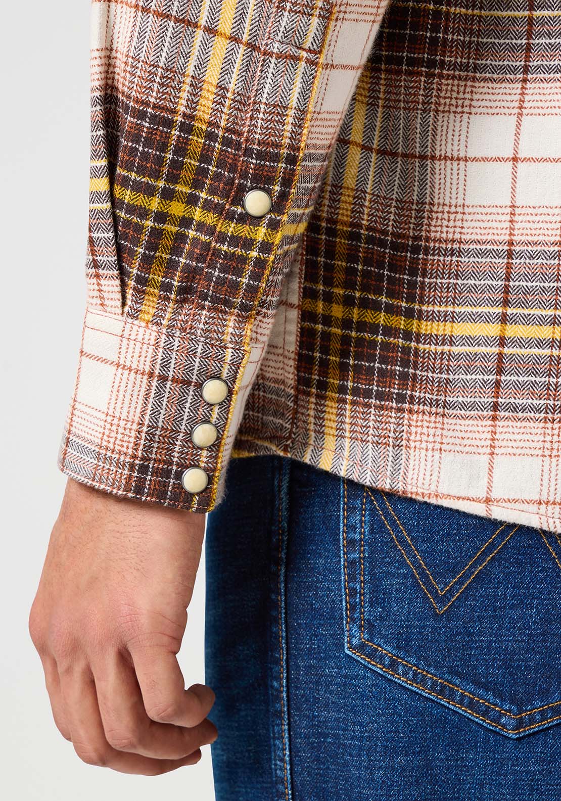 Wrangler Long Sleeves Check Shirt - Gingerbread 4 Shaws Department Stores