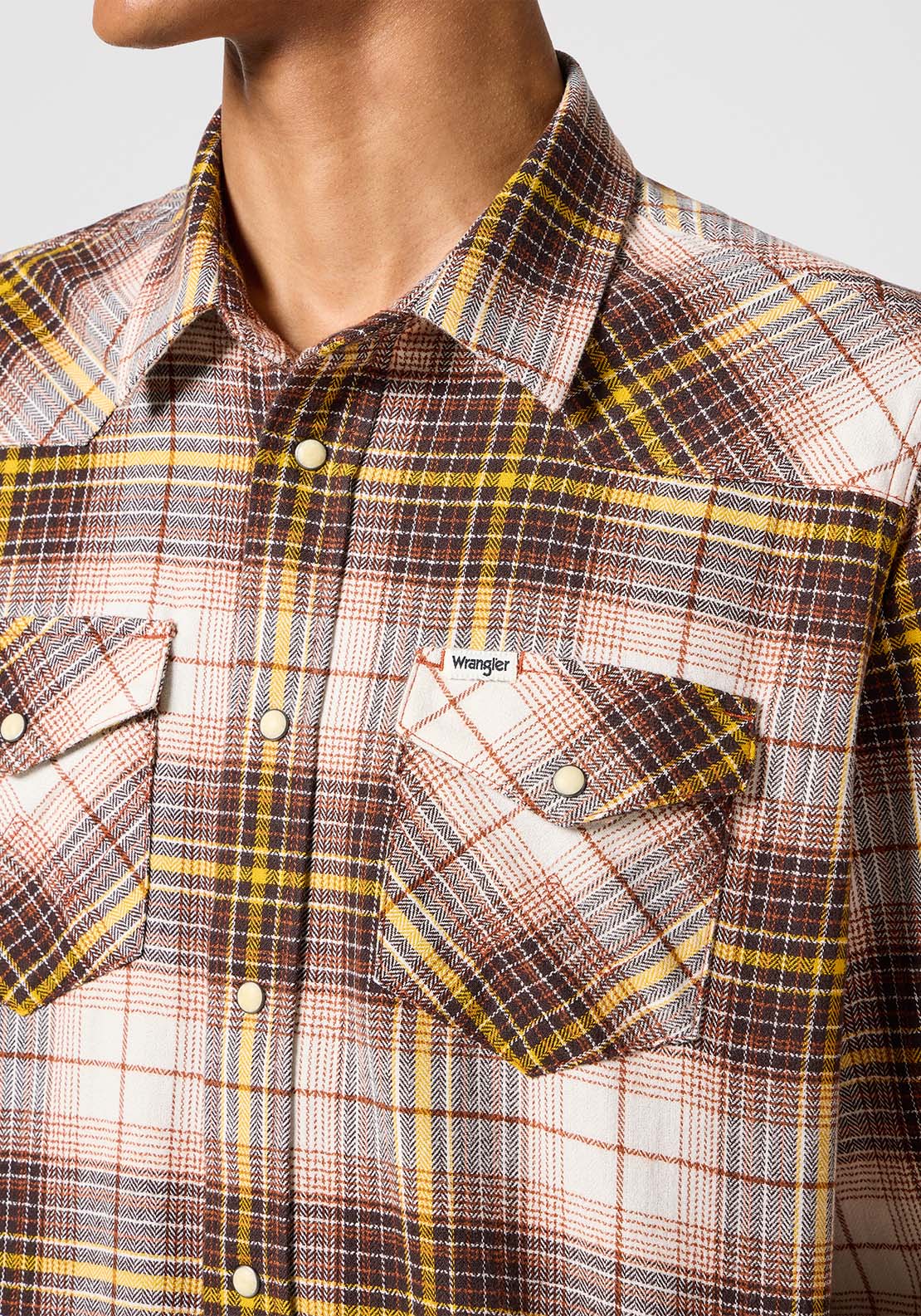Wrangler Long Sleeves Check Shirt - Gingerbread 2 Shaws Department Stores