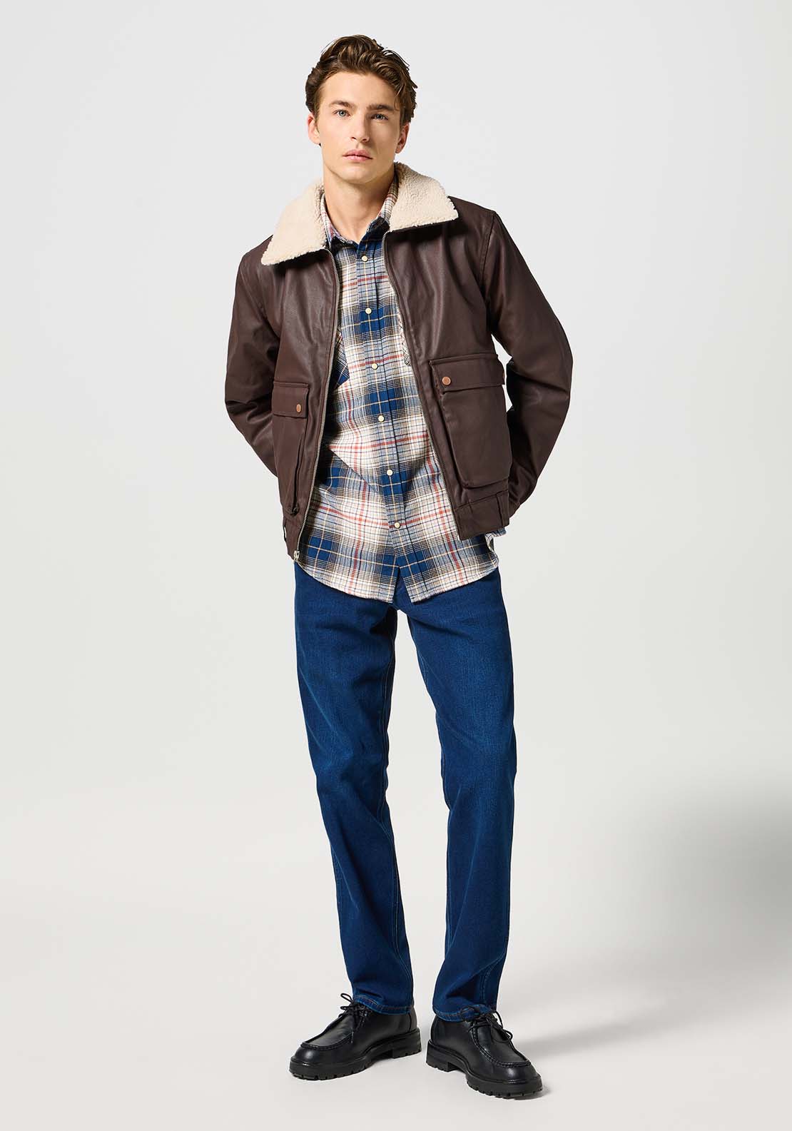 Wrangler Long Sleeves Check Shirt - Navy / Red 4 Shaws Department Stores