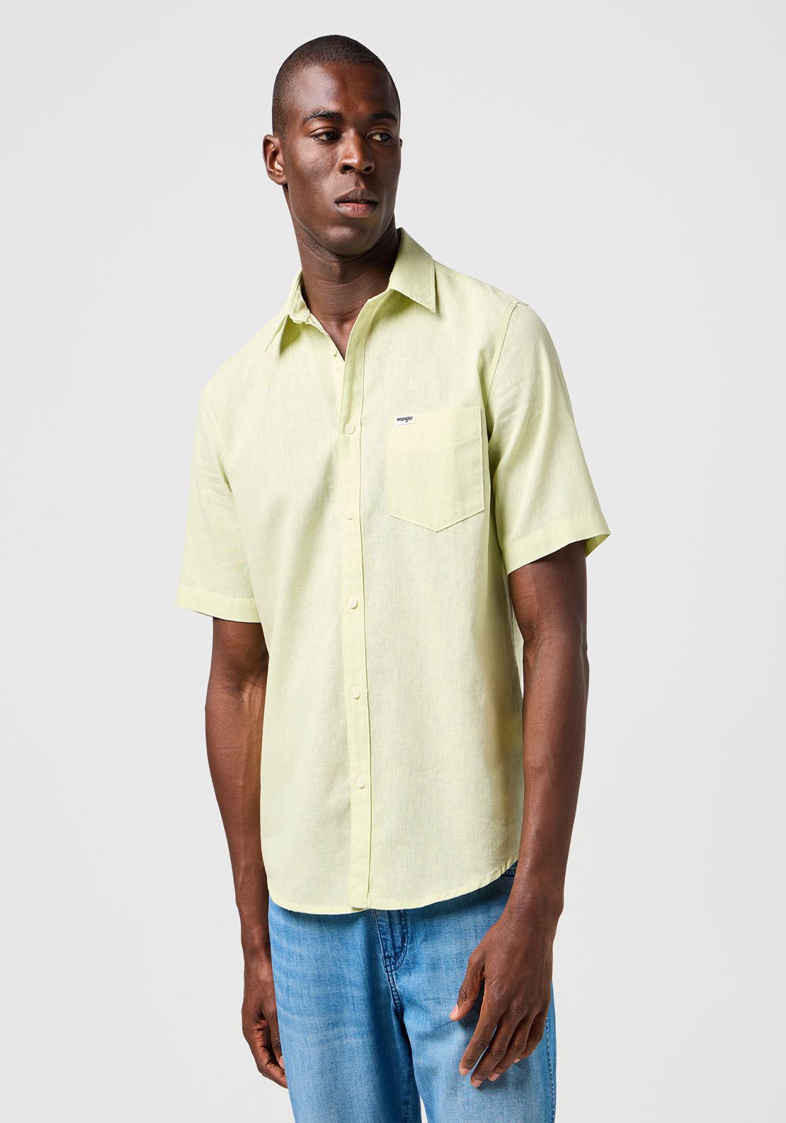 Wrangler Short Sleeve One Pocket Shirt - Seafoam Green 1 Shaws Department Stores