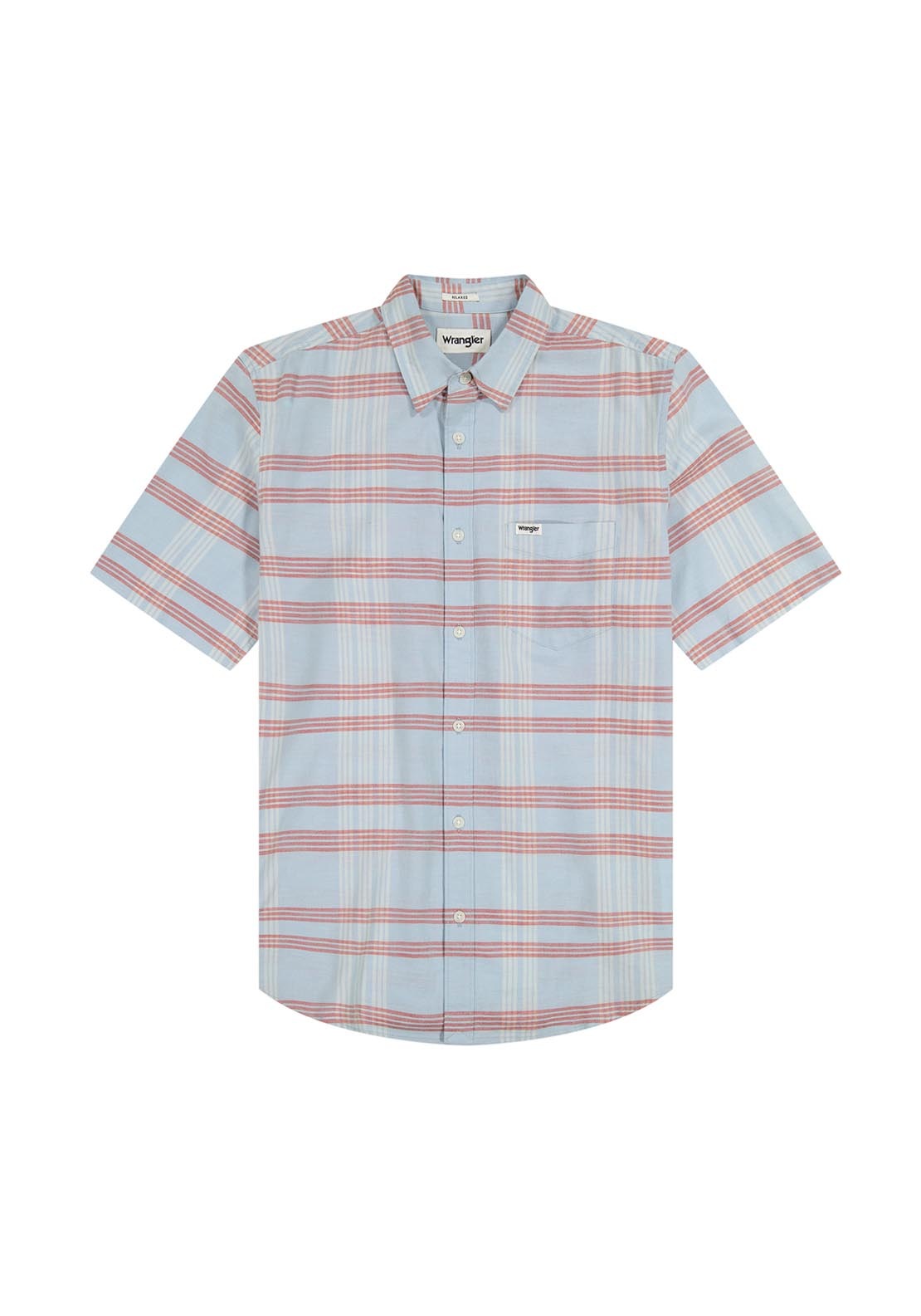 Wrangler Short Sleeve Stripe Shirt - Niagara Mist 6 Shaws Department Stores