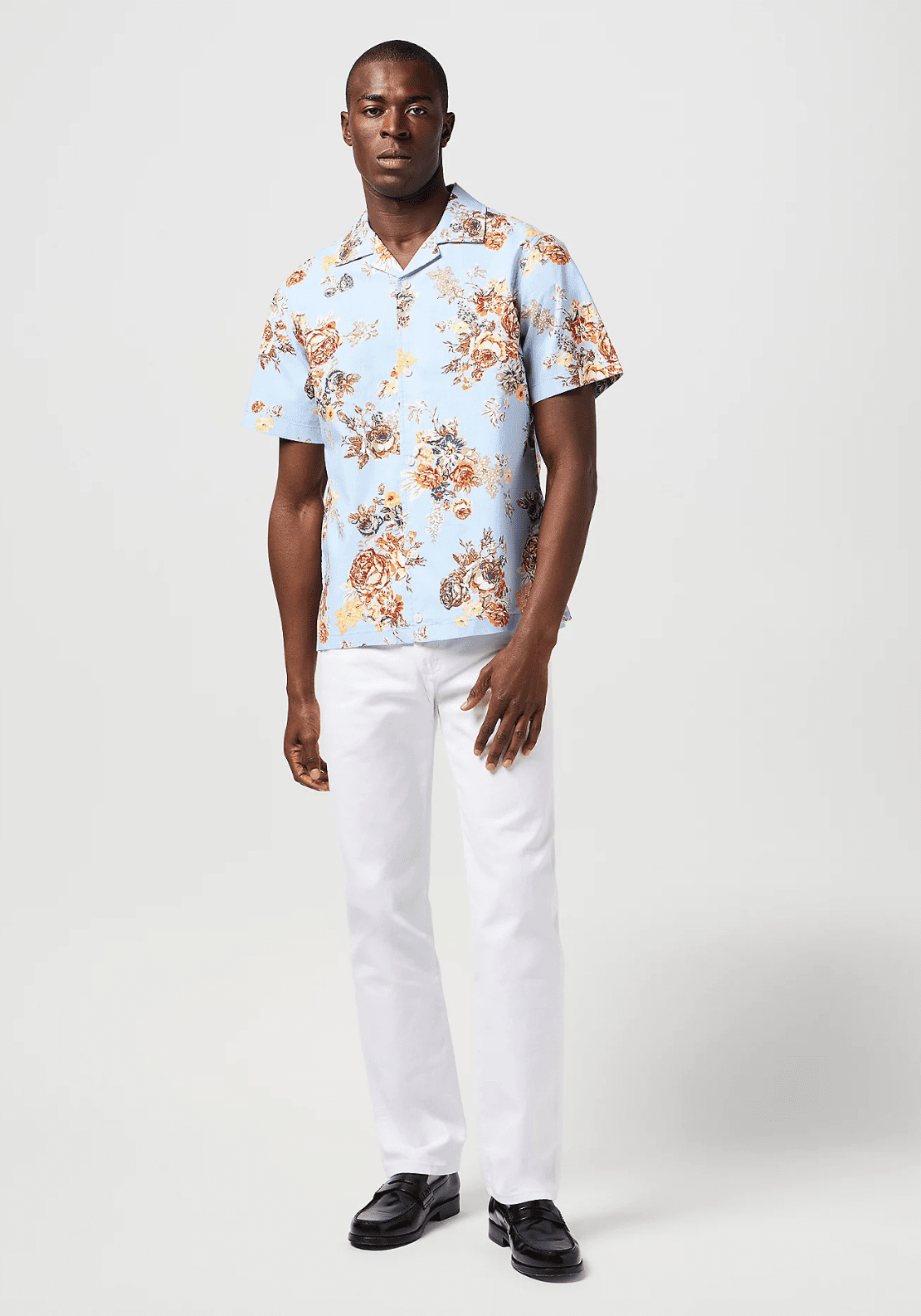 Wrangler Short Sleeve Resort Shirt - Blue Floral 5 Shaws Department Stores