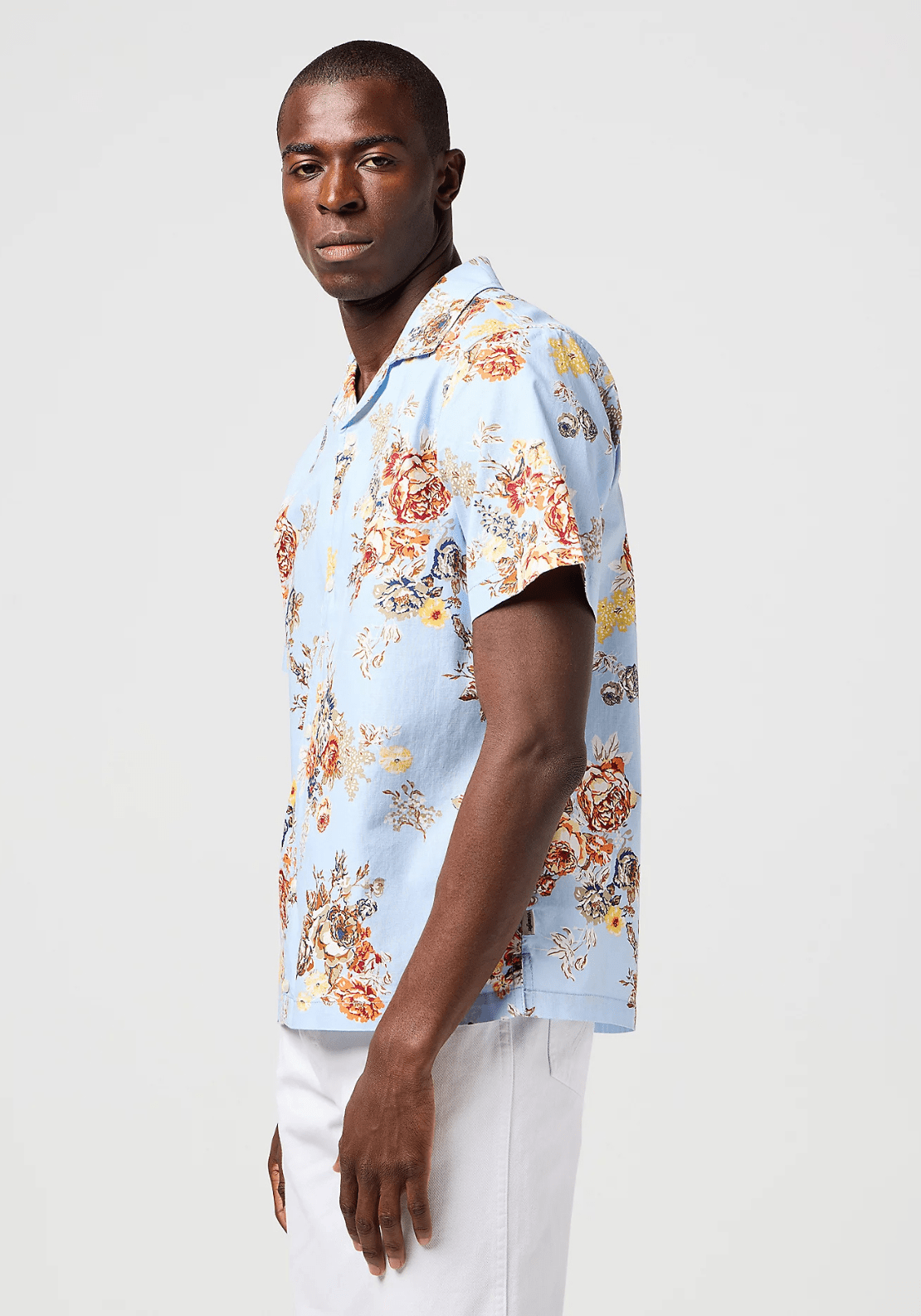 Wrangler Short Sleeve Resort Shirt - Blue Floral 3 Shaws Department Stores