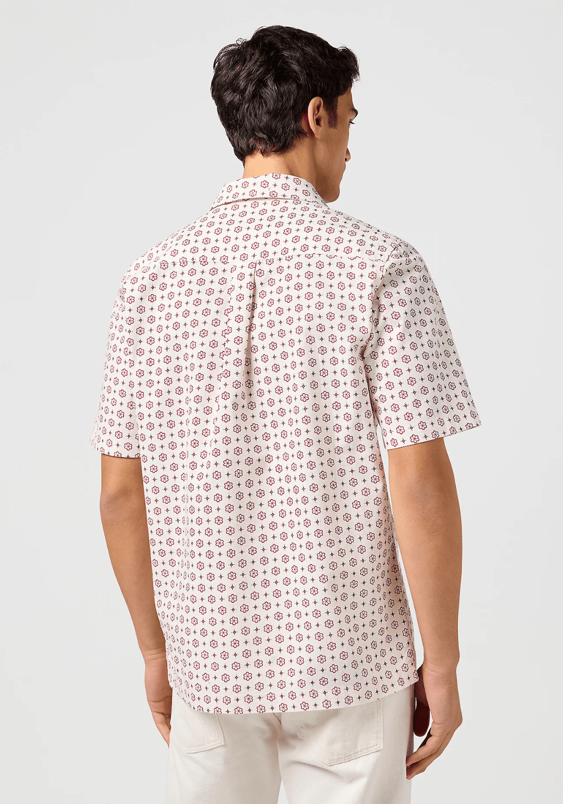Wrangler Short Sleeve Resort Shirt - White Geo 2 Shaws Department Stores