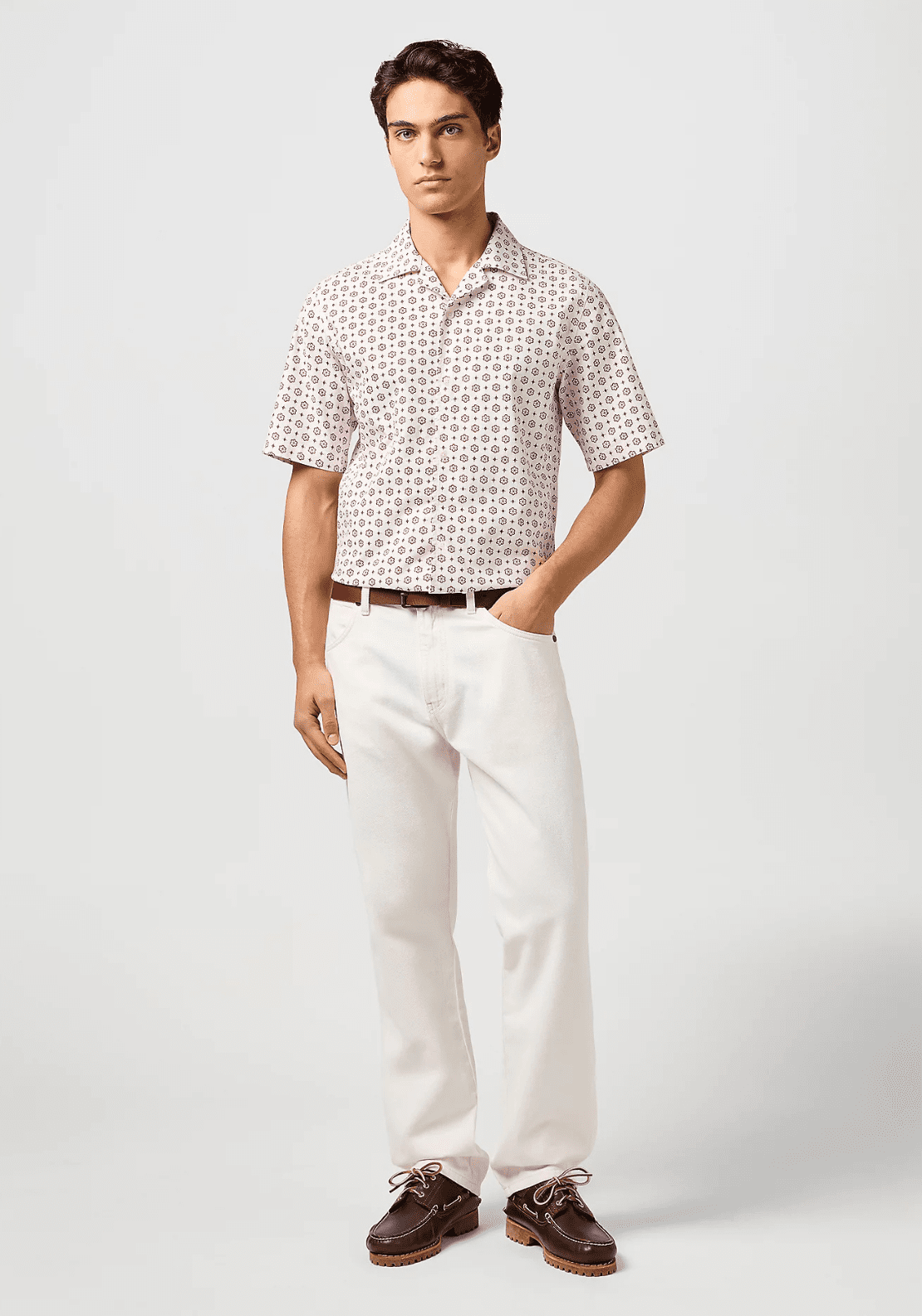 Wrangler Short Sleeve Resort Shirt - White Geo 6 Shaws Department Stores