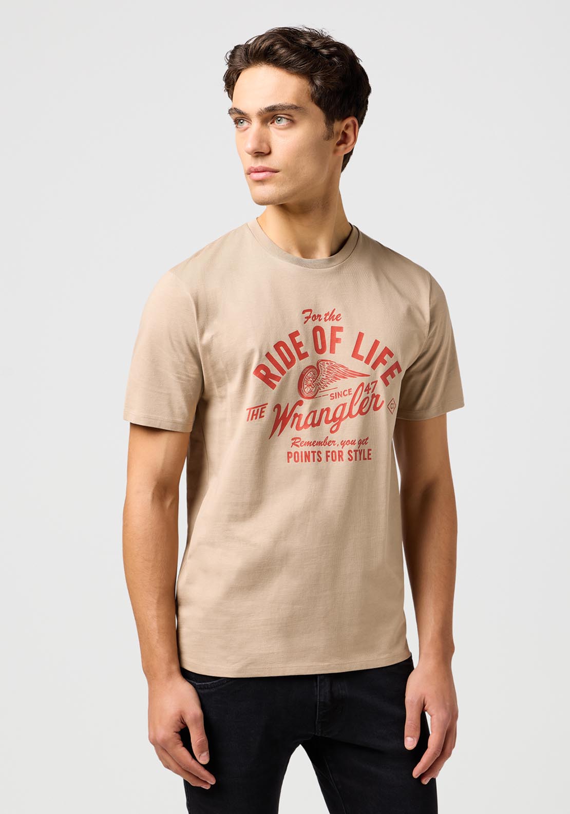 Wrangler Amaerican T Shirt - Timberwolf 1 Shaws Department Stores