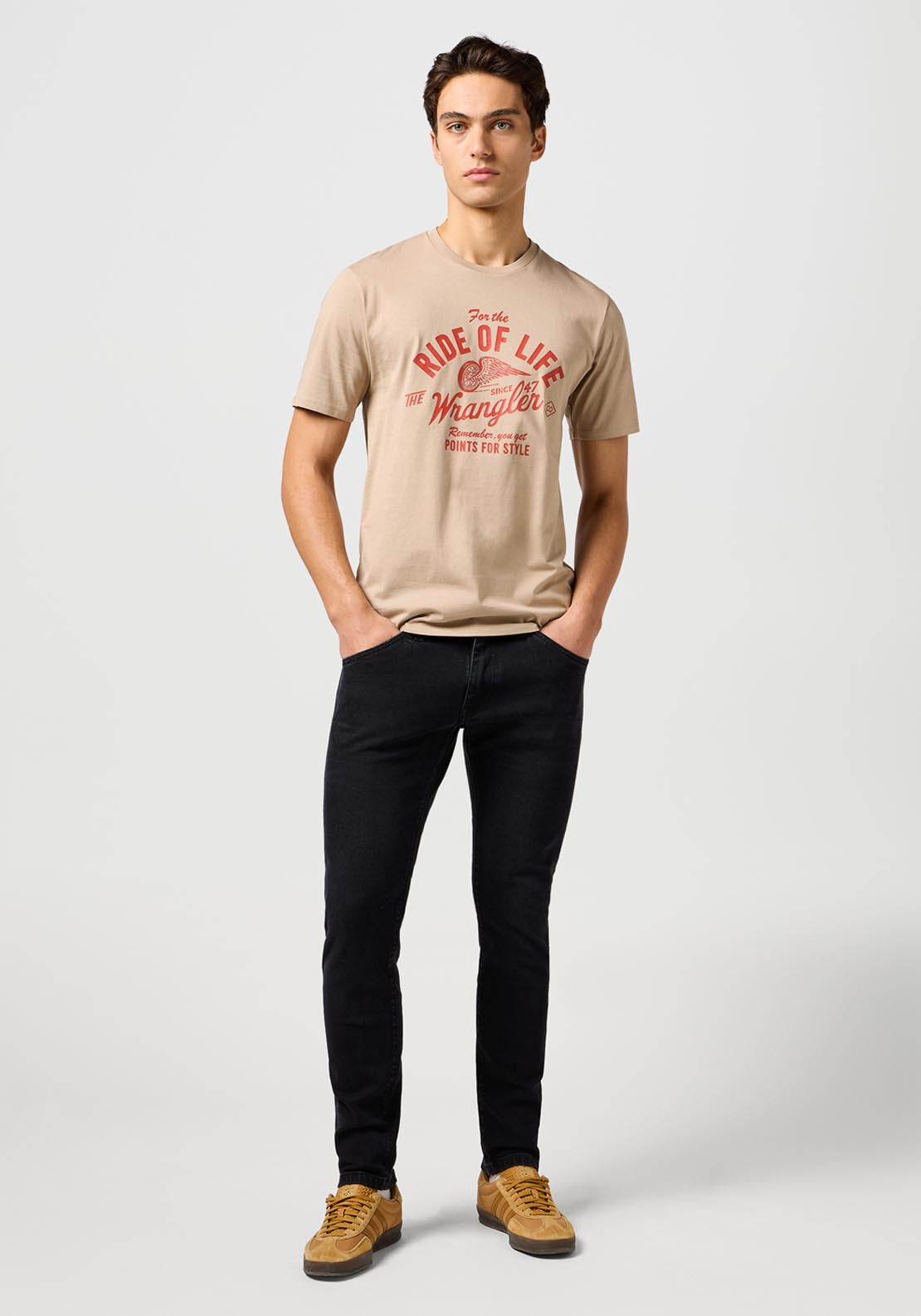 Wrangler Amaerican T Shirt - Timberwolf 5 Shaws Department Stores