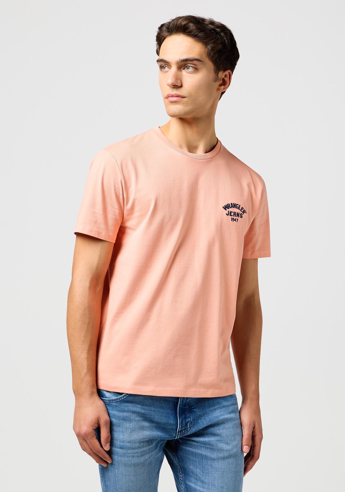 Wrangler Small Logo Tee - Shrimp 1 Shaws Department Stores