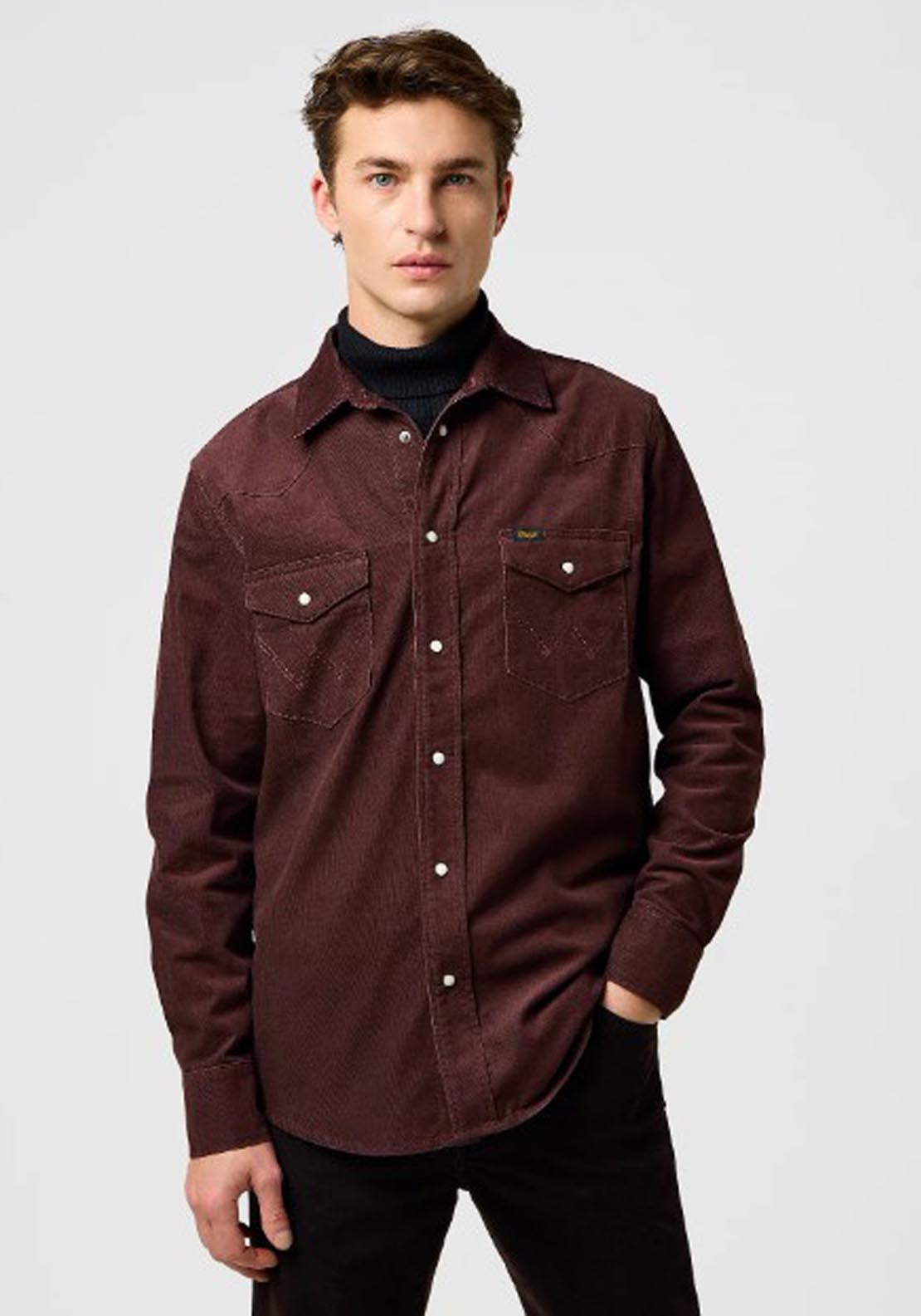 Western Corduroy Shirt - Mahogany
