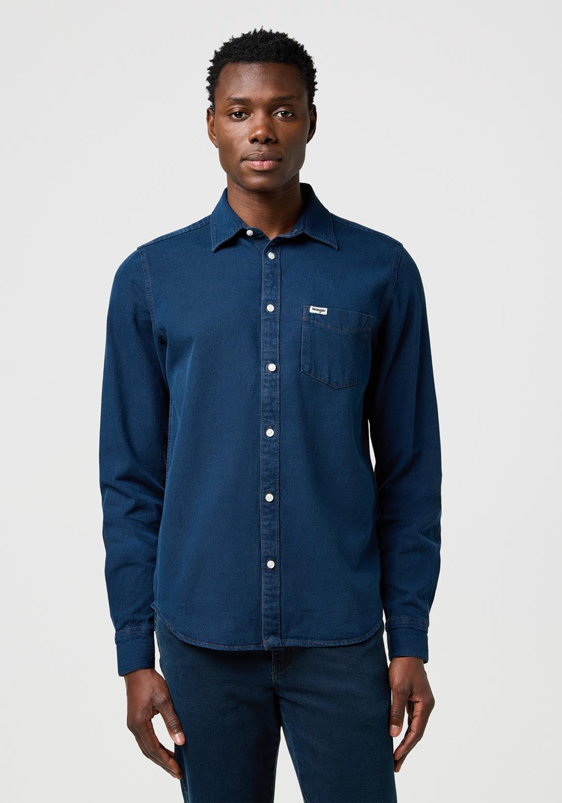 Wrangler Regular 1 Pocket Shirt - Blue Oxide 1 Shaws Department Stores