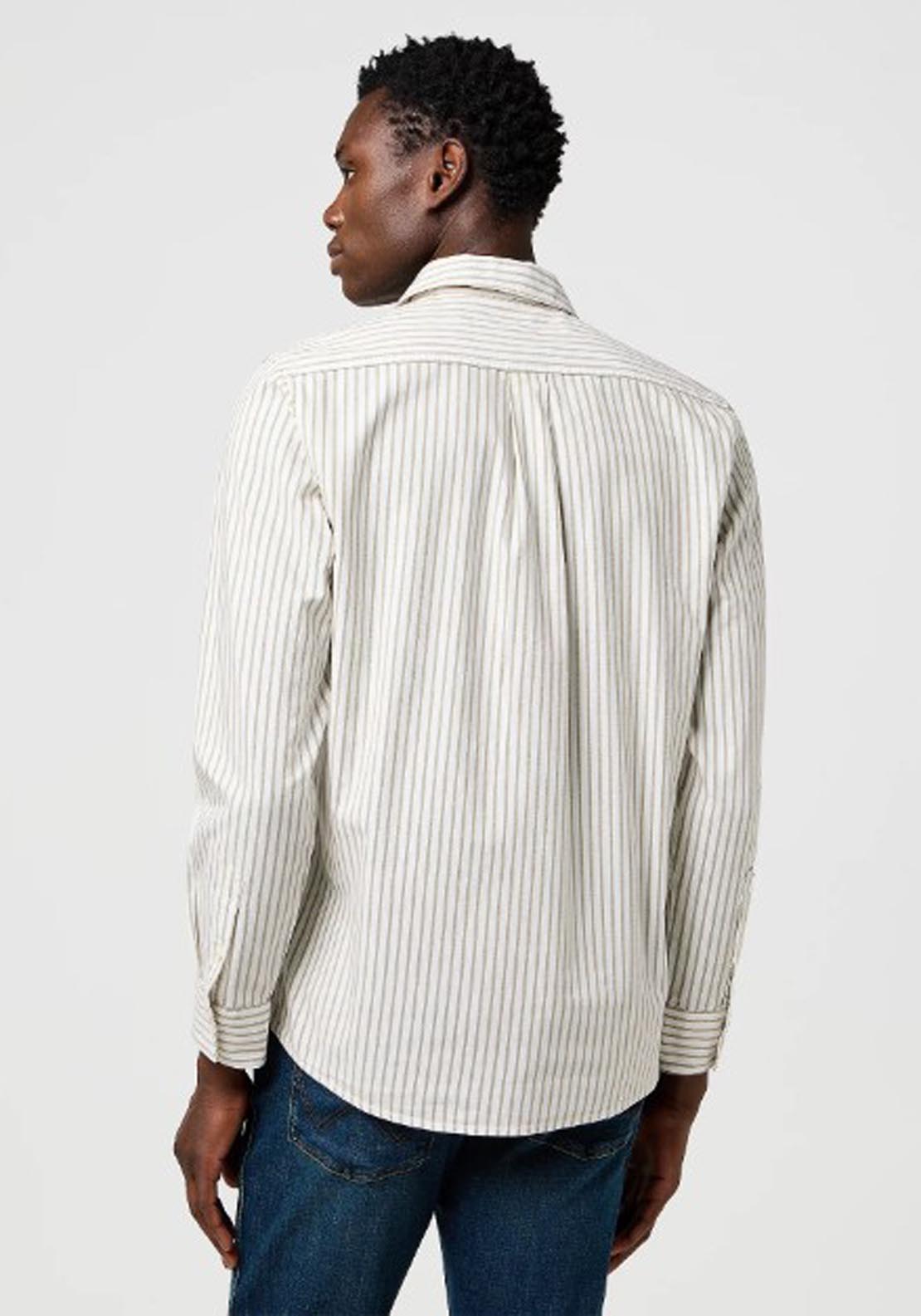 Long Sleeved Stripe Shirt - Green Oxford
