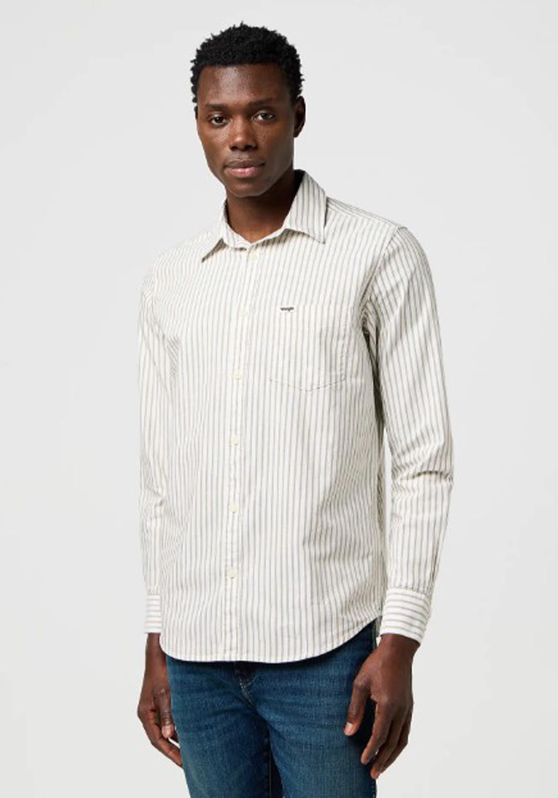 Long Sleeved Stripe Shirt - Green Oxford