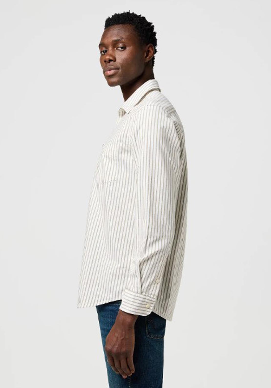 Long Sleeved Stripe Shirt - Green Oxford