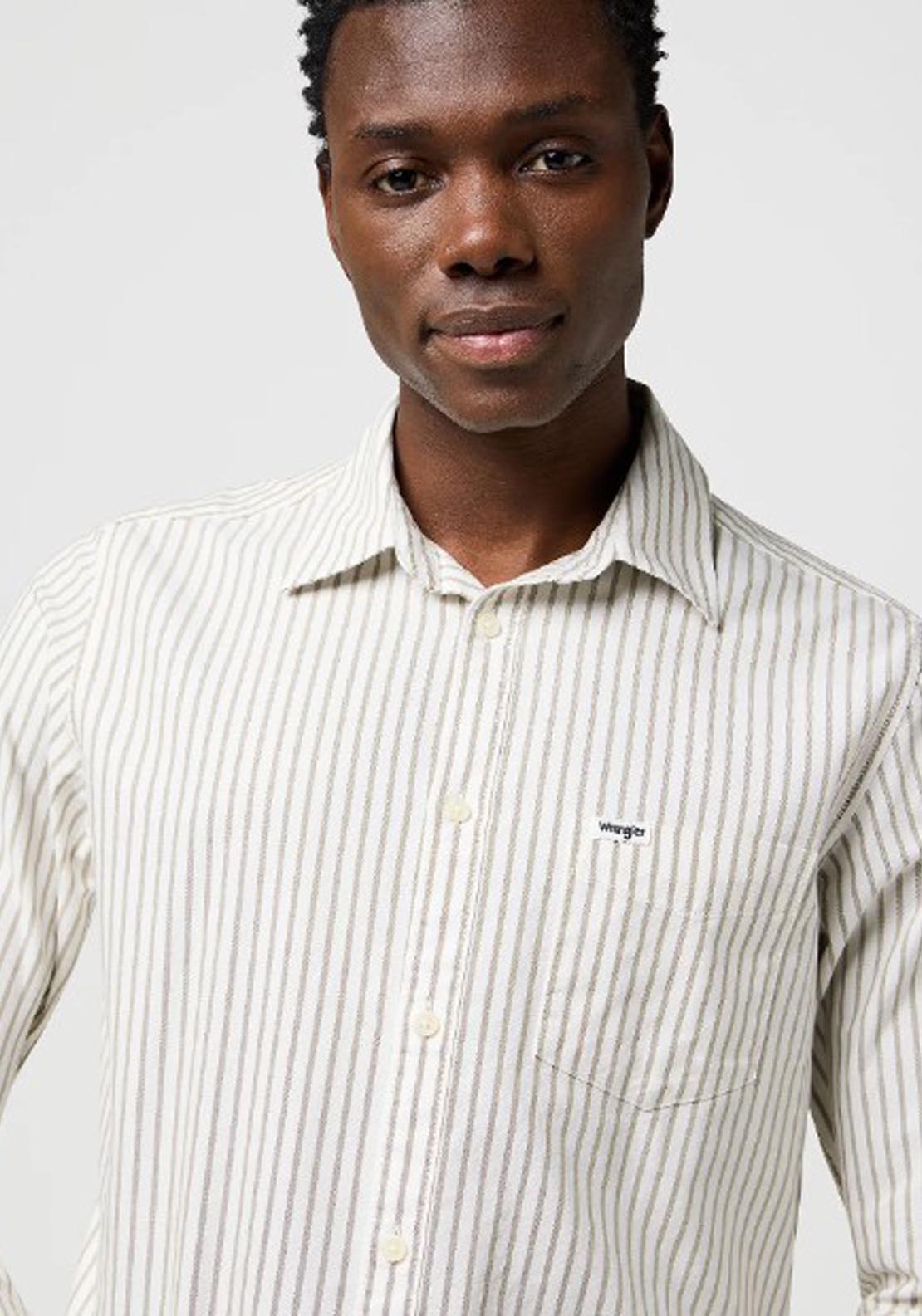 Long Sleeved Stripe Shirt - Green Oxford
