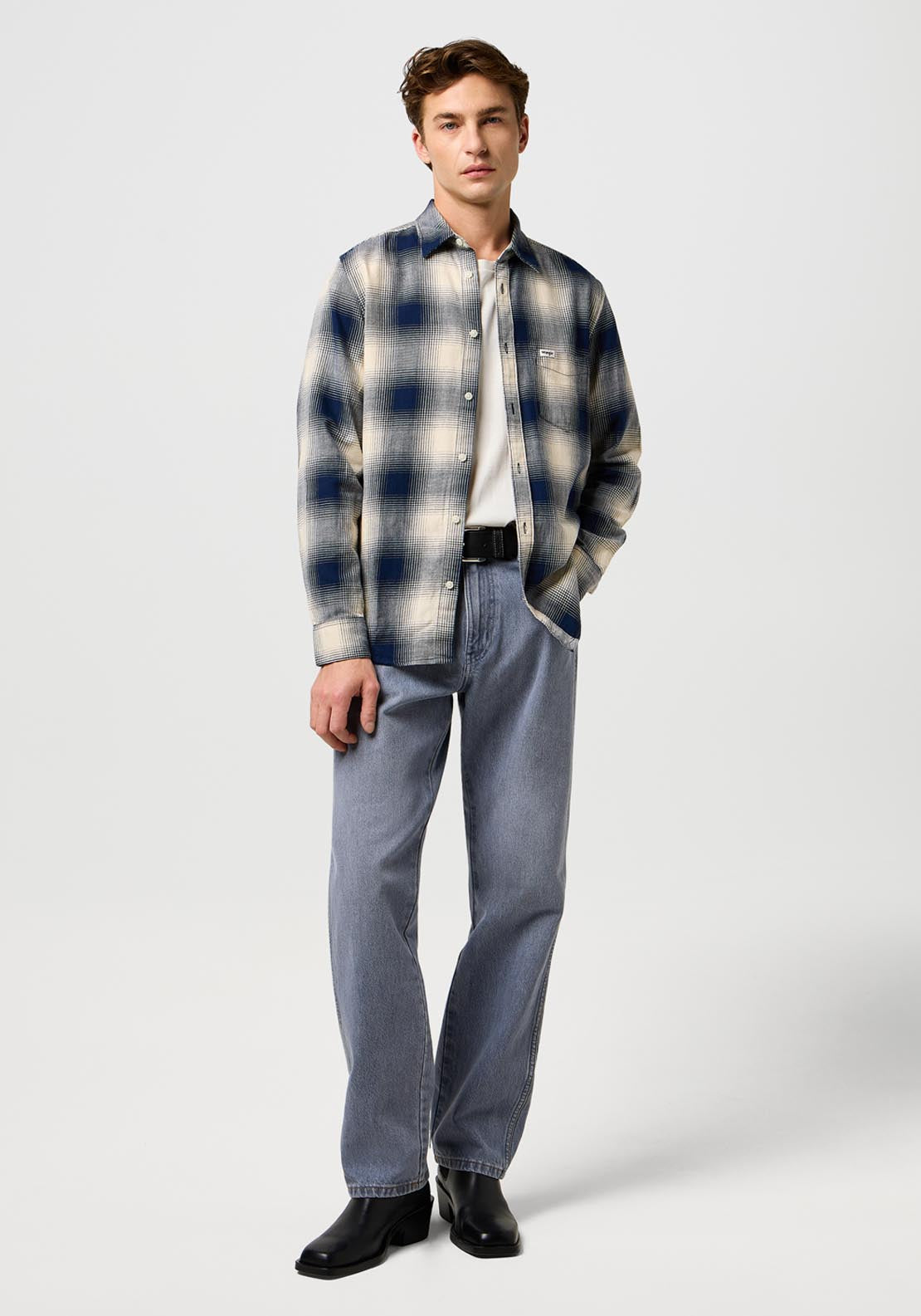 Wrangler Regular 1 Pocket Shirt - Blue 3 Shaws Department Stores