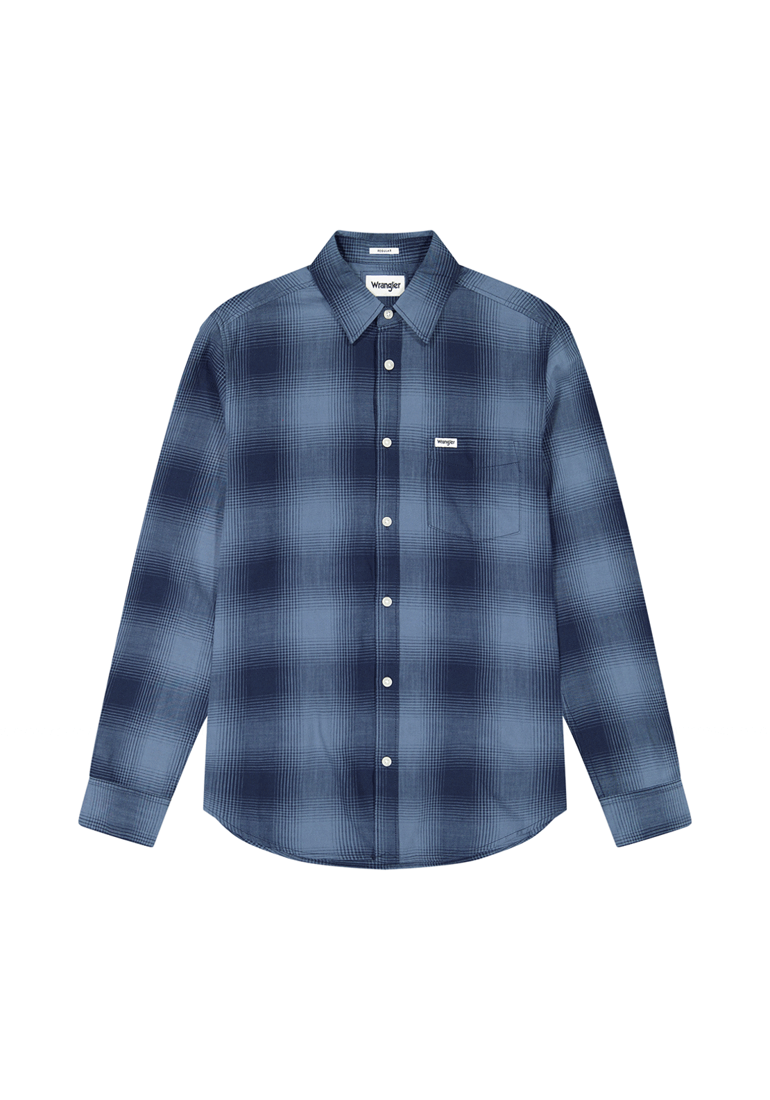 Wrangler Regular 1 Pocket Shirt - Blue 4 Shaws Department Stores