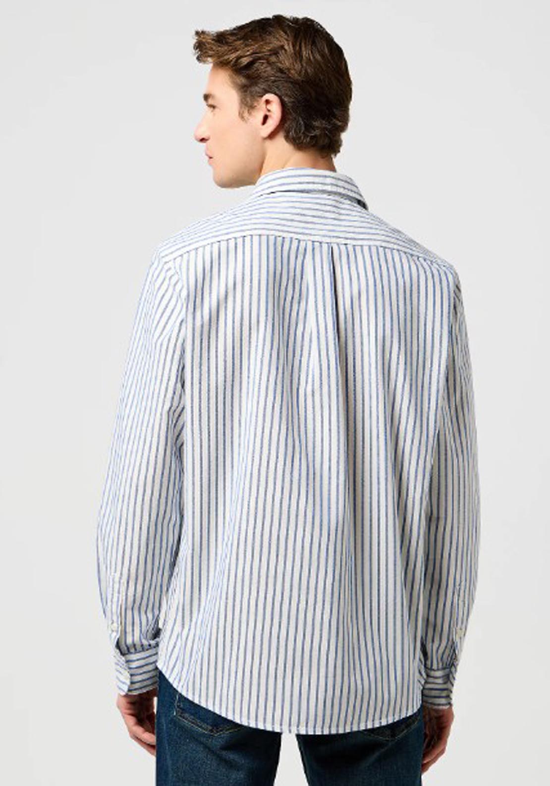 Long Sleeved Stripe Shirt - Blue Oxford