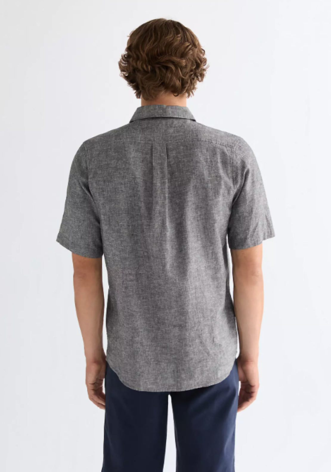 Wrangler Linen Blend Short Sleeve One Pocket Shirt - Blue 2 Shaws Department Stores