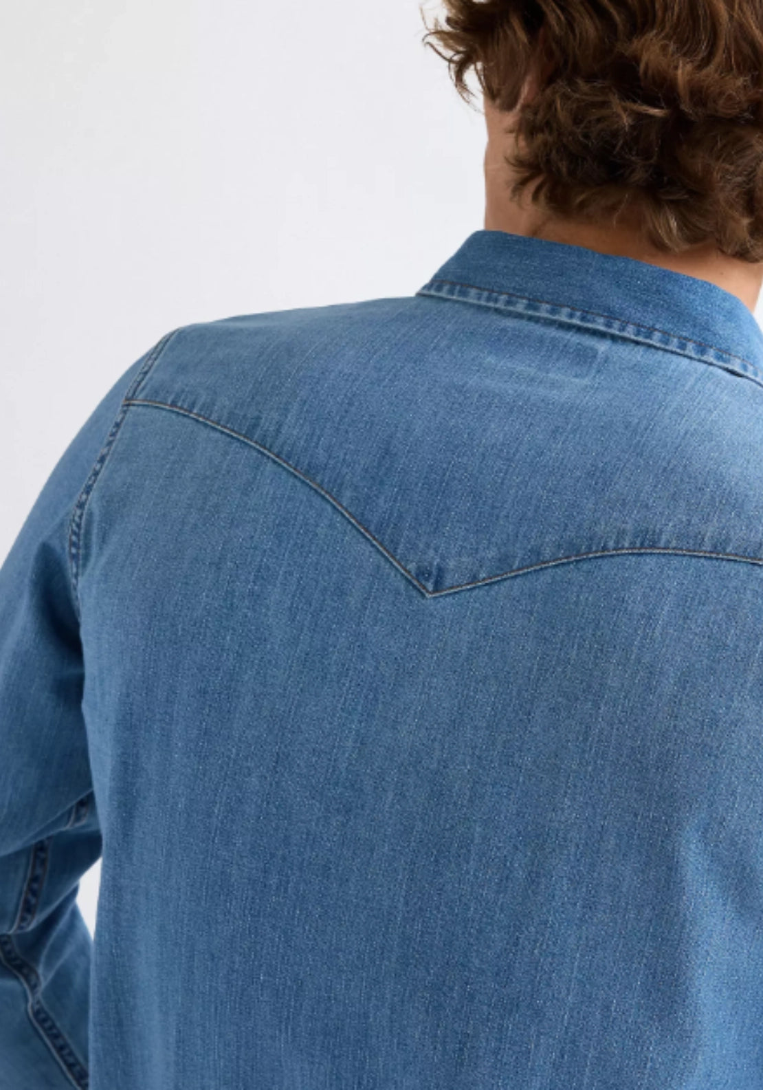 Wrangler Denim Shirt - Mid Light Wash 4 Shaws Department Stores