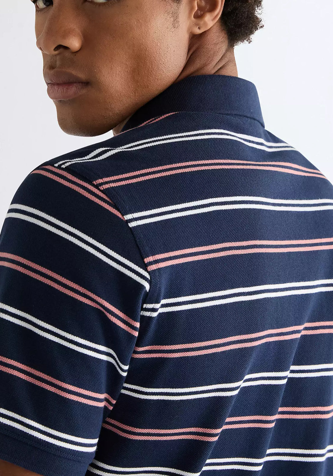 Wrangler 100% Cotton Regular Stripe Polo Shirt - Navy 4 Shaws Department Stores