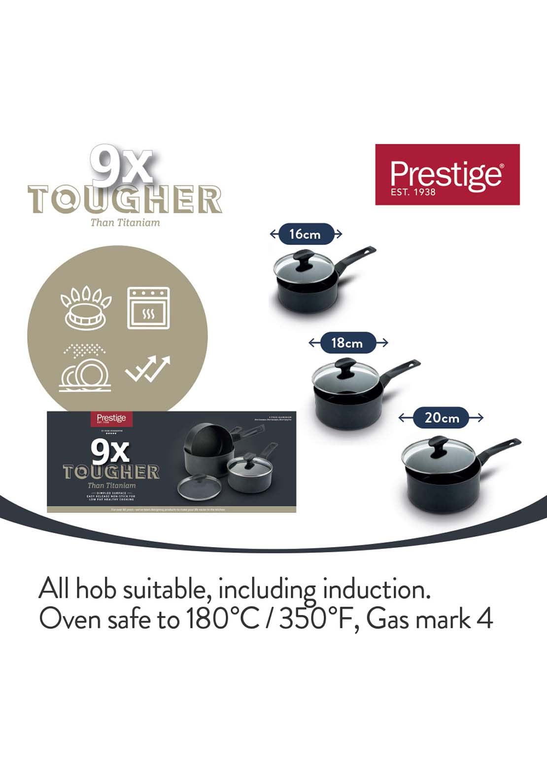 Meyers Prestige 9 x Tougher Aluminium Saucepan Set Of 3 5 Shaws Department Stores