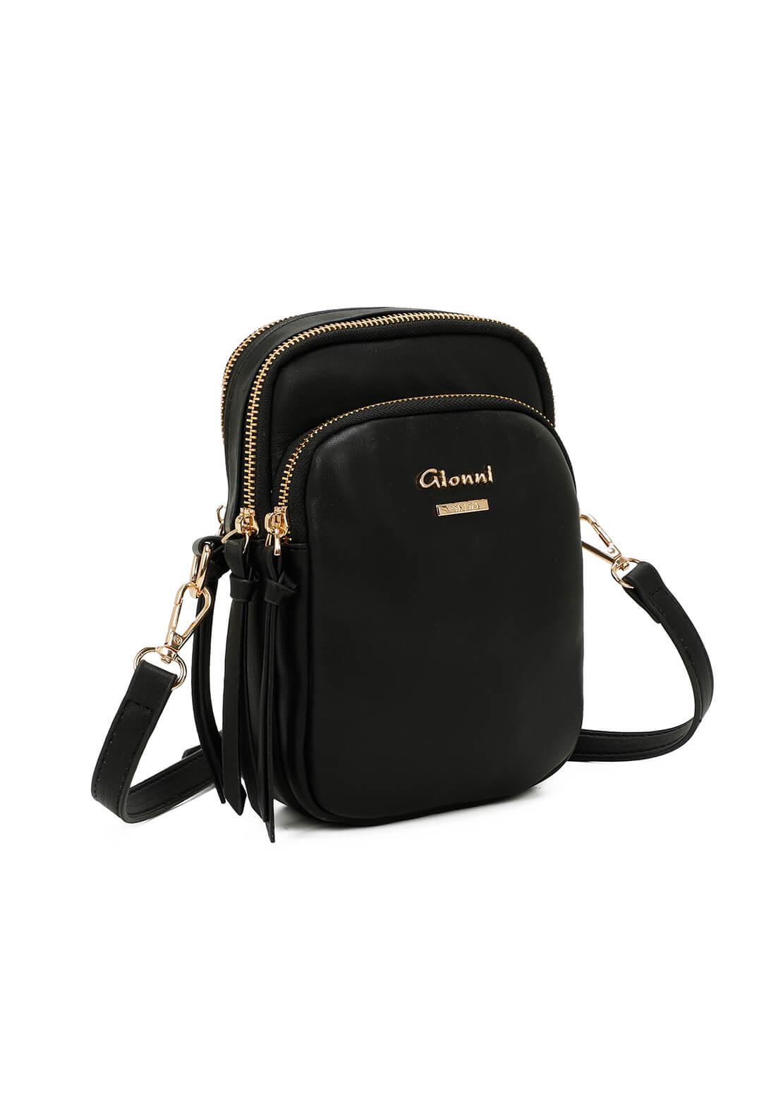 Gionni Sumba Double Zip Crossbody Bag - Black 1 Shaws Department Stores