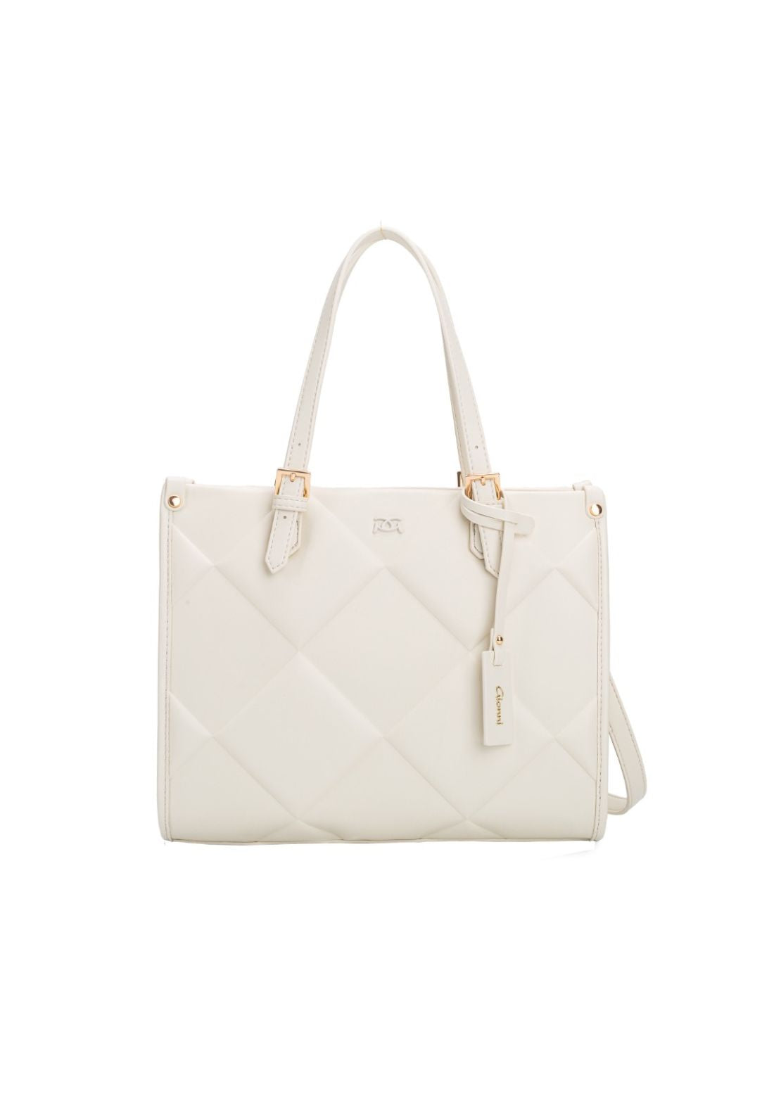 Gionni Pearl Debossed Handle Bag - Beige 1 Shaws Department Stores