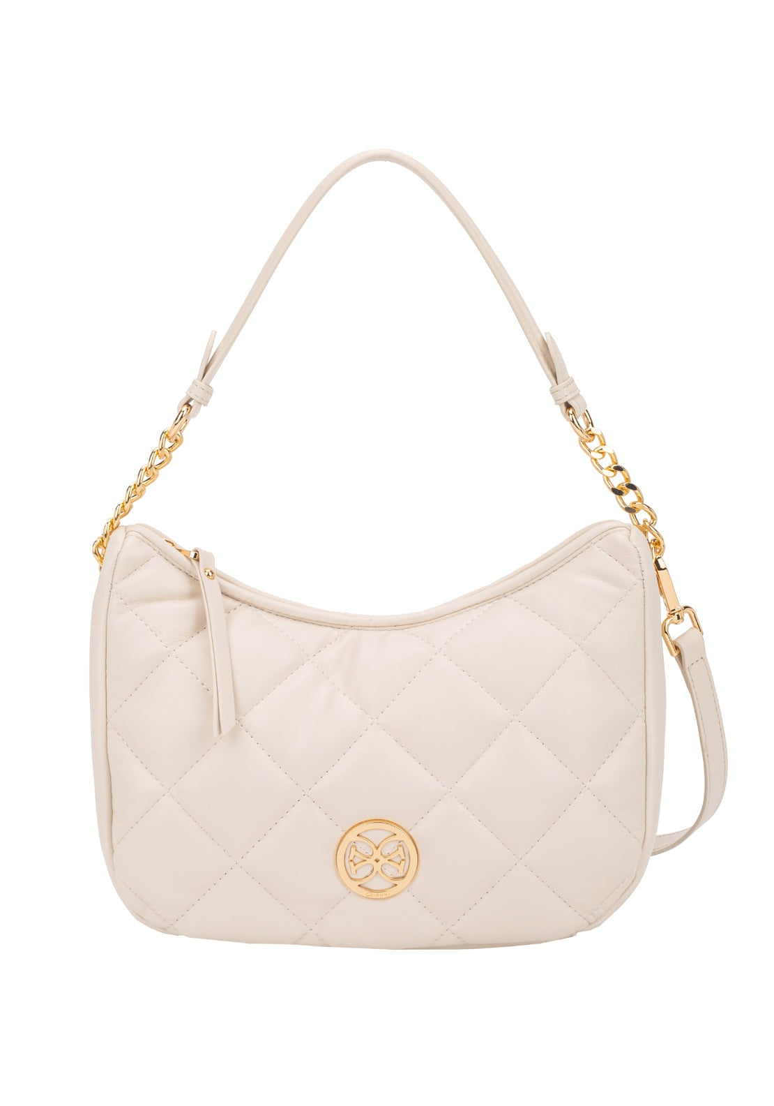 Gionni Diamond Curved Shoulder Bag - Off White 1 Shaws Department Stores