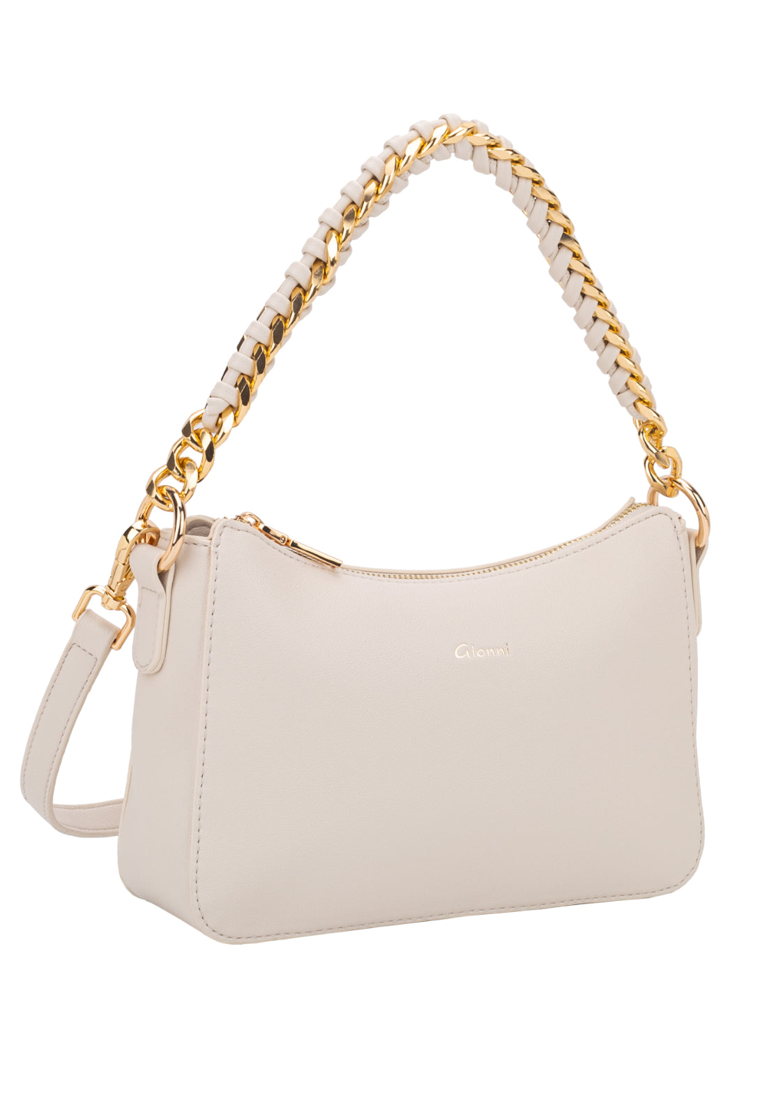 Gionni Ruby Curved Shoulder Bag - Beige 1 Shaws Department Stores