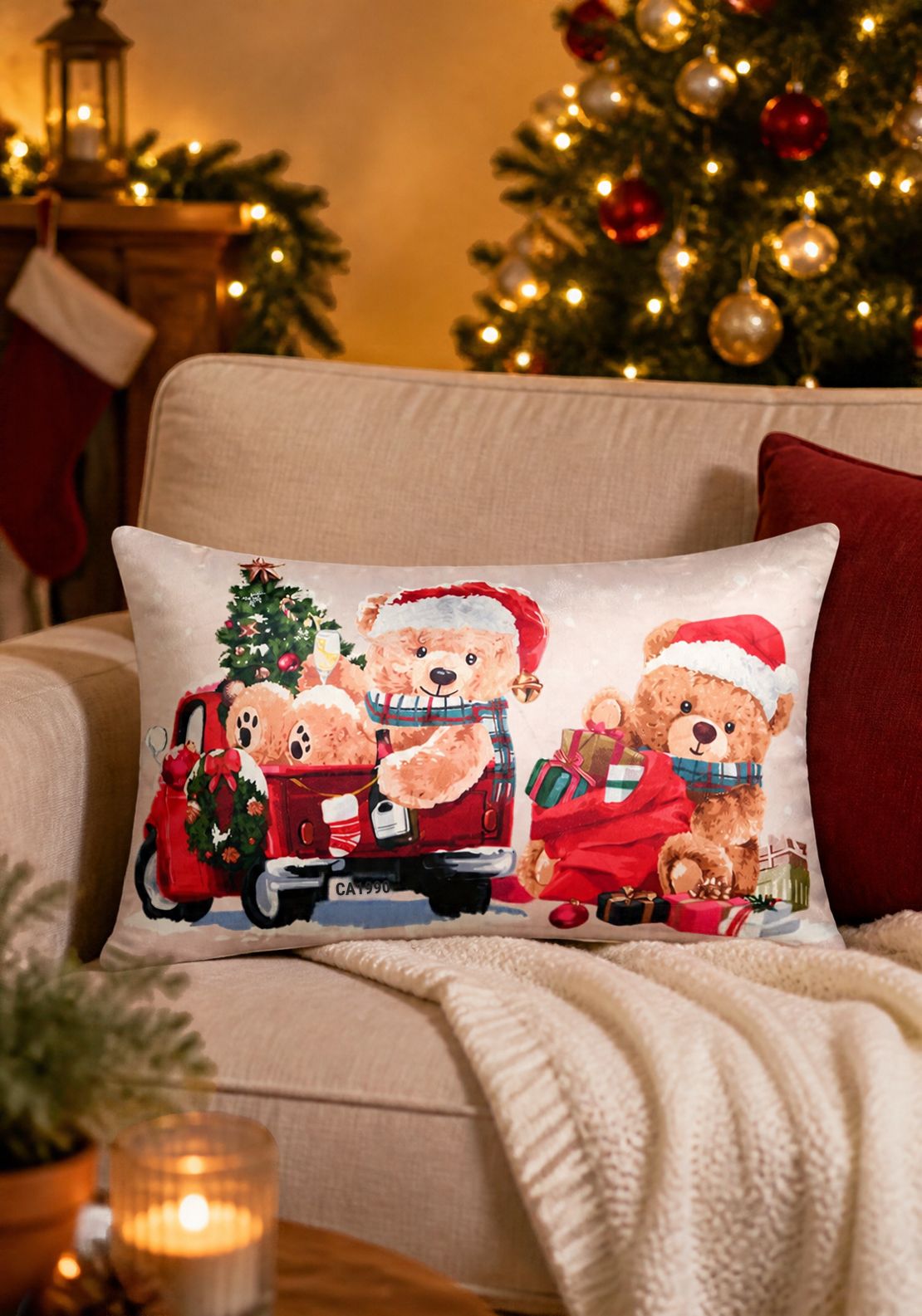 The Home Christmas Christmas Teddy Bear Cushion - Multi 2 Shaws Department Stores