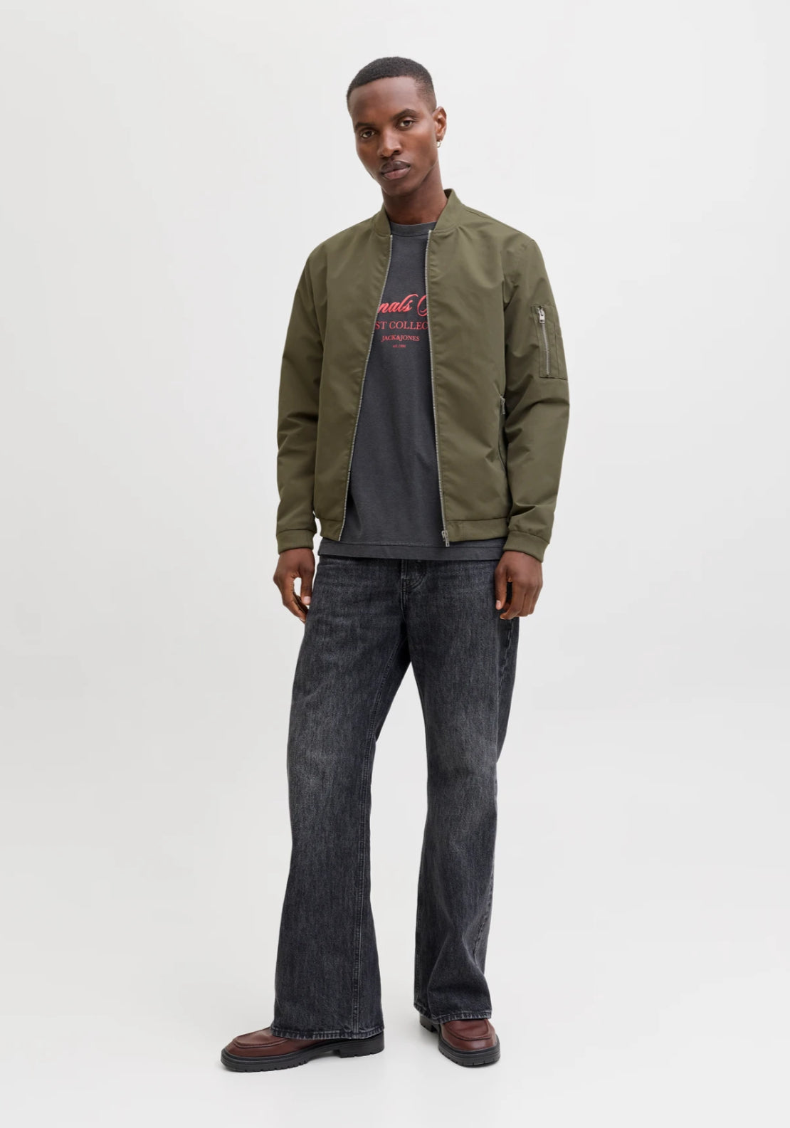 Jack &amp; Jones Bomber Jacket - Dusky Green 5 Shaws Department Stores