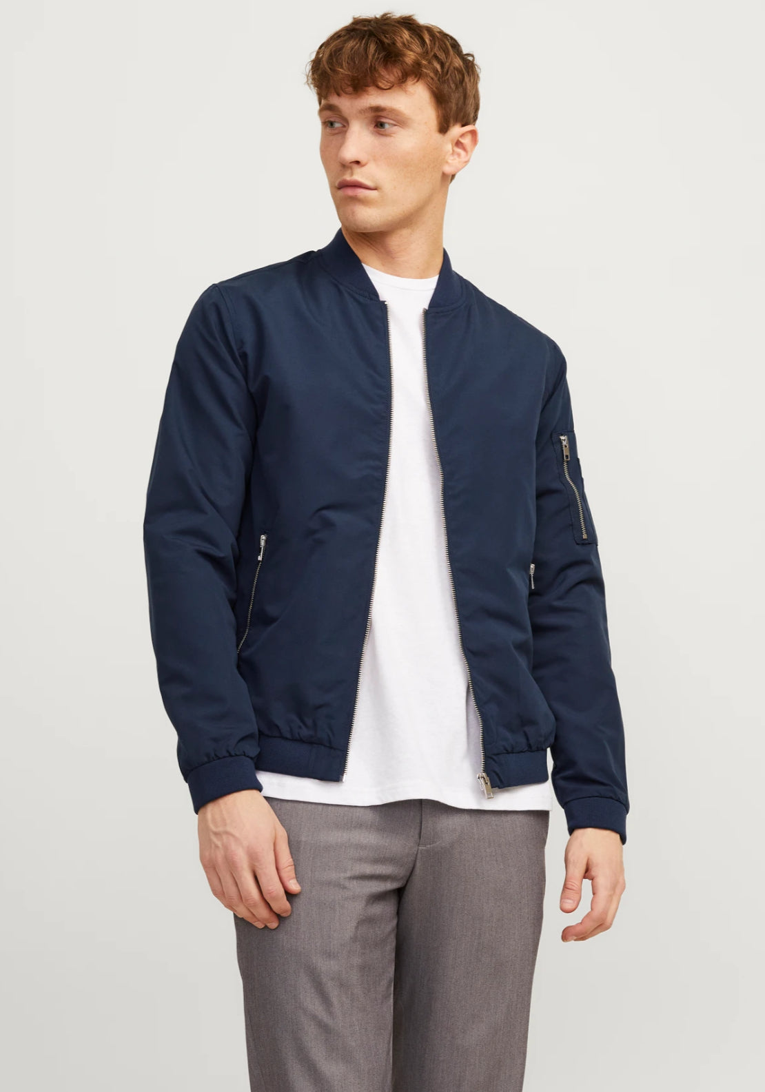 Jack &amp; Jones Bomber Jacket - Blue 1 Shaws Department Stores