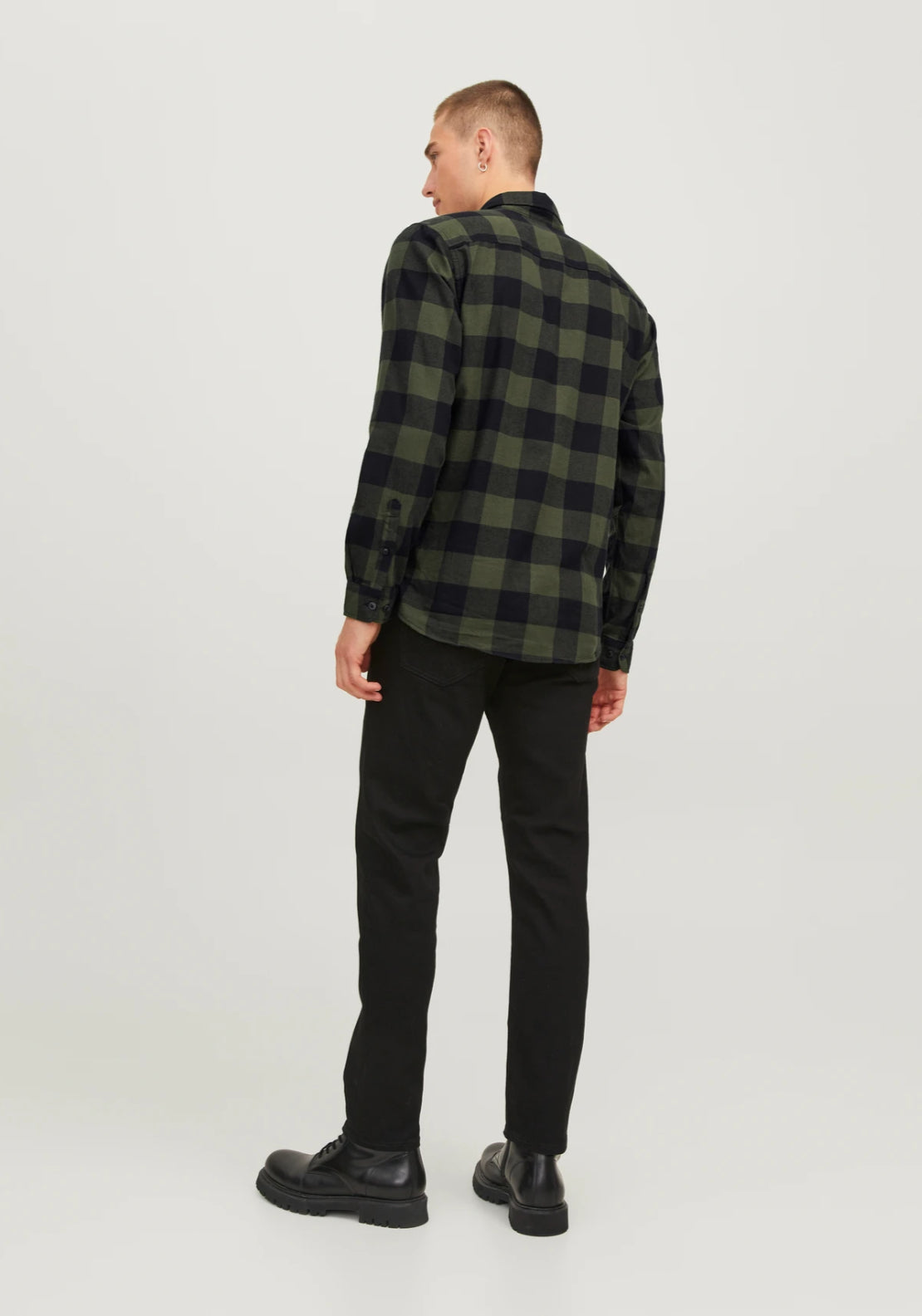 Jack &amp; Jones Slim Fit Check Shirt - Green 2 Shaws Department Stores