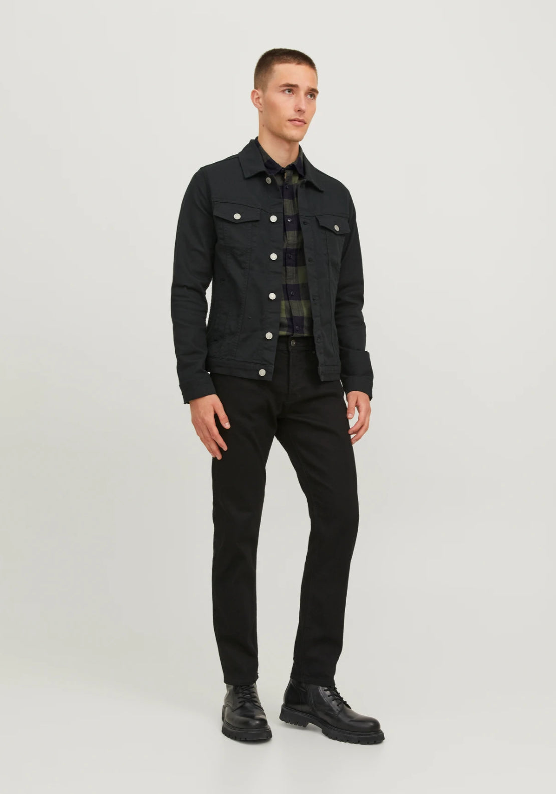 Jack &amp; Jones Slim Fit Check Shirt - Green 4 Shaws Department Stores