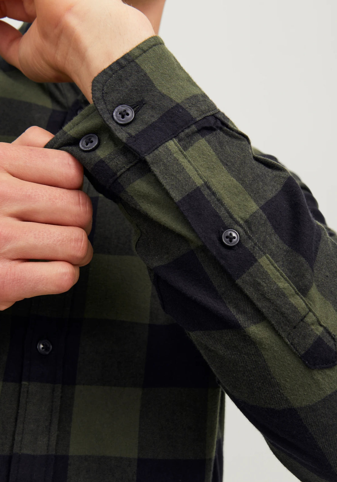 Jack &amp; Jones Slim Fit Check Shirt - Green 6 Shaws Department Stores
