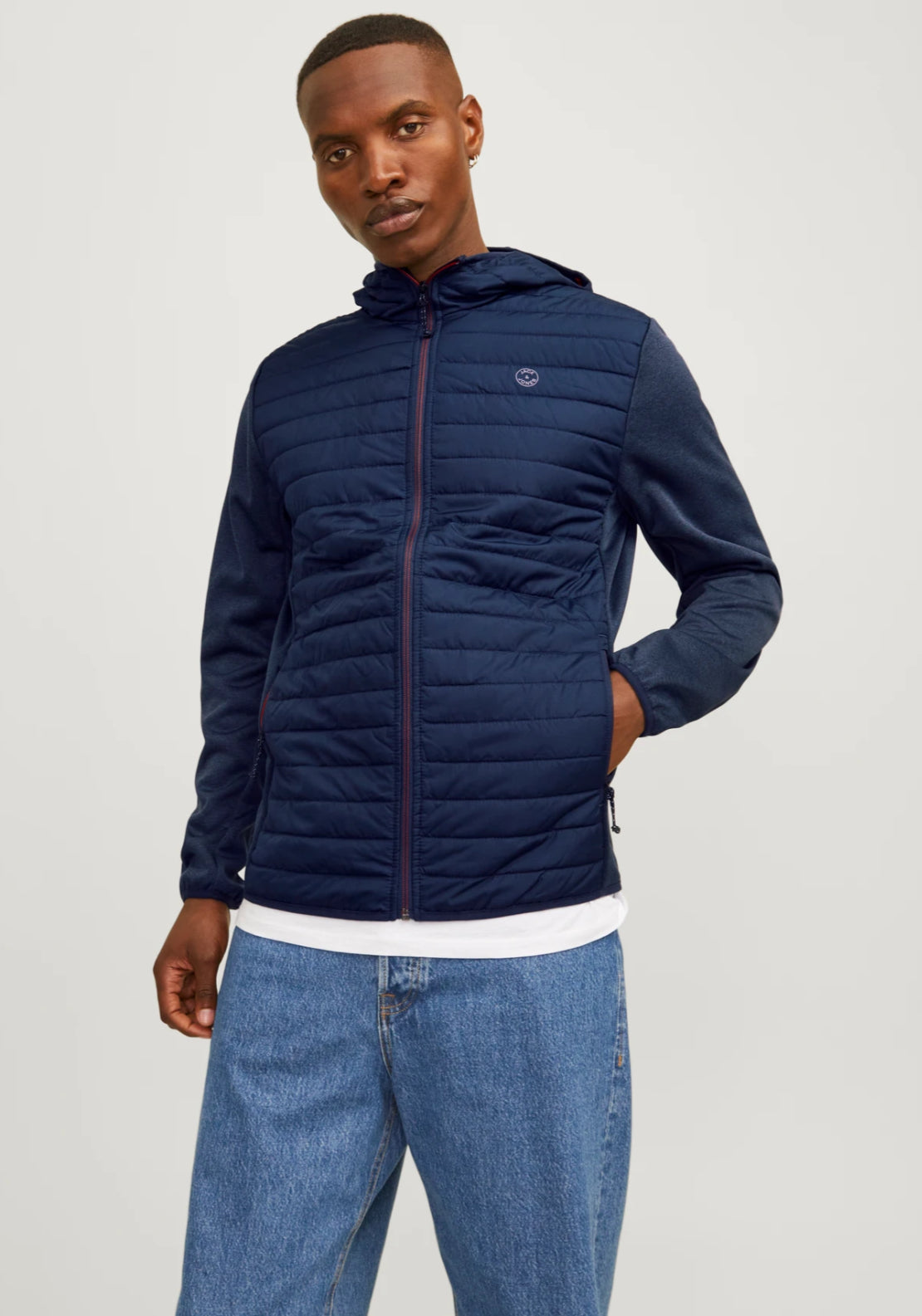 Jack &amp; Jones Hybrid Jacket - Blue 1 Shaws Department Stores