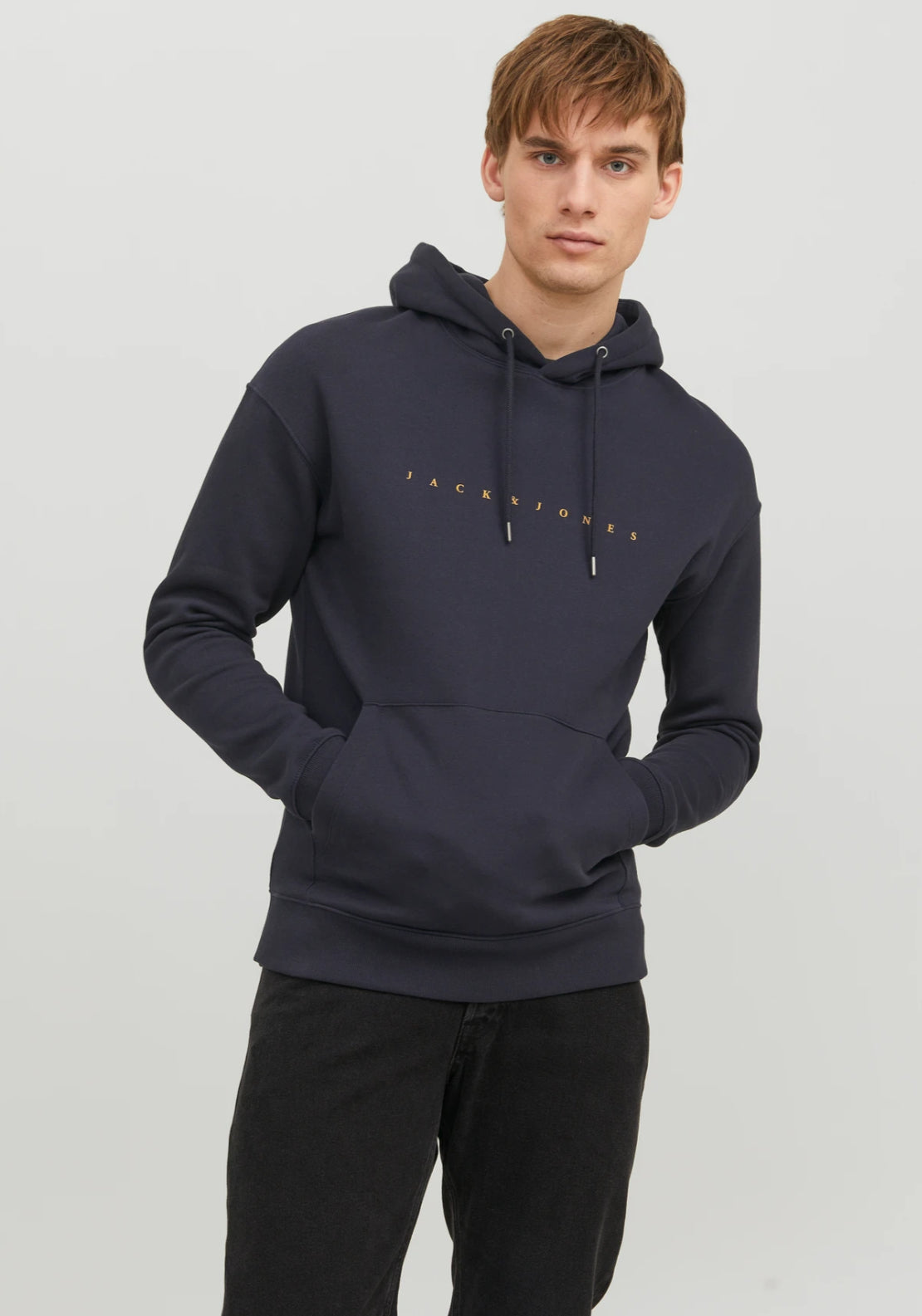 Jack &amp; Jones Logo Hoodie - Navy 1 Shaws Department Stores