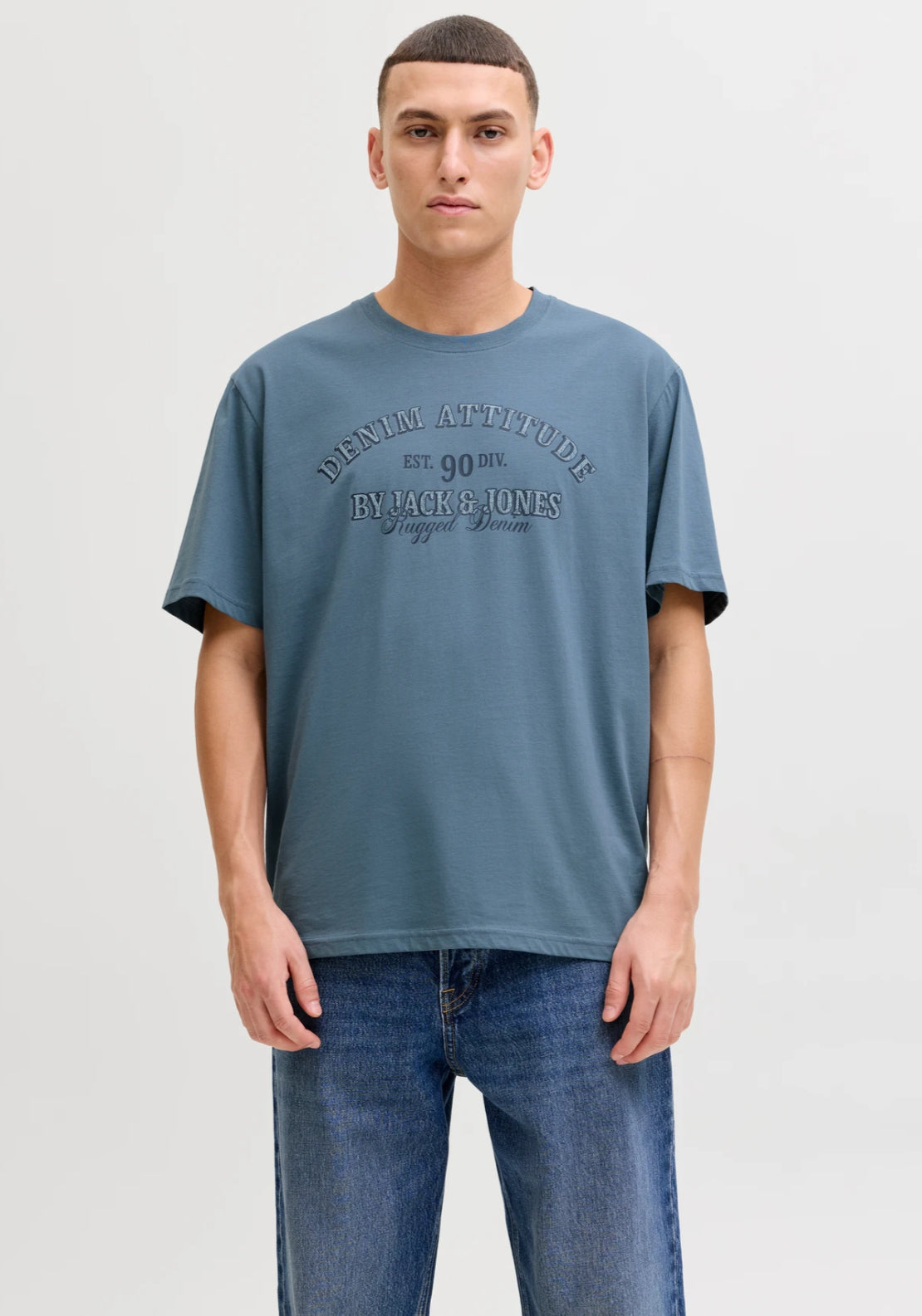 Jack &amp; Jones Short Sleeve Logo T-Shirt - Blue 1 Shaws Department Stores