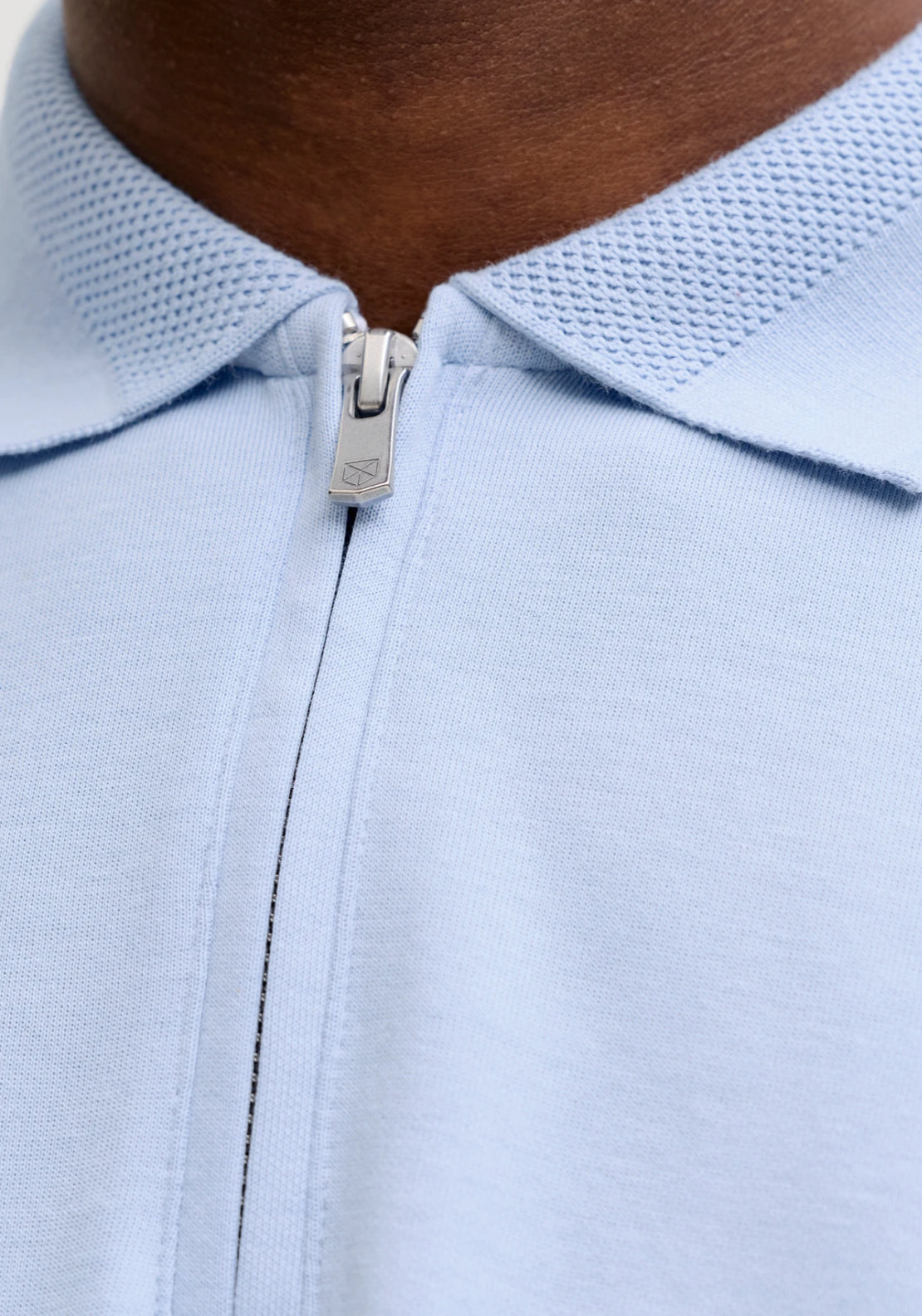 Jack &amp; Jones Short Sleeve Zip Polo Shirt - Blue 5 Shaws Department Stores