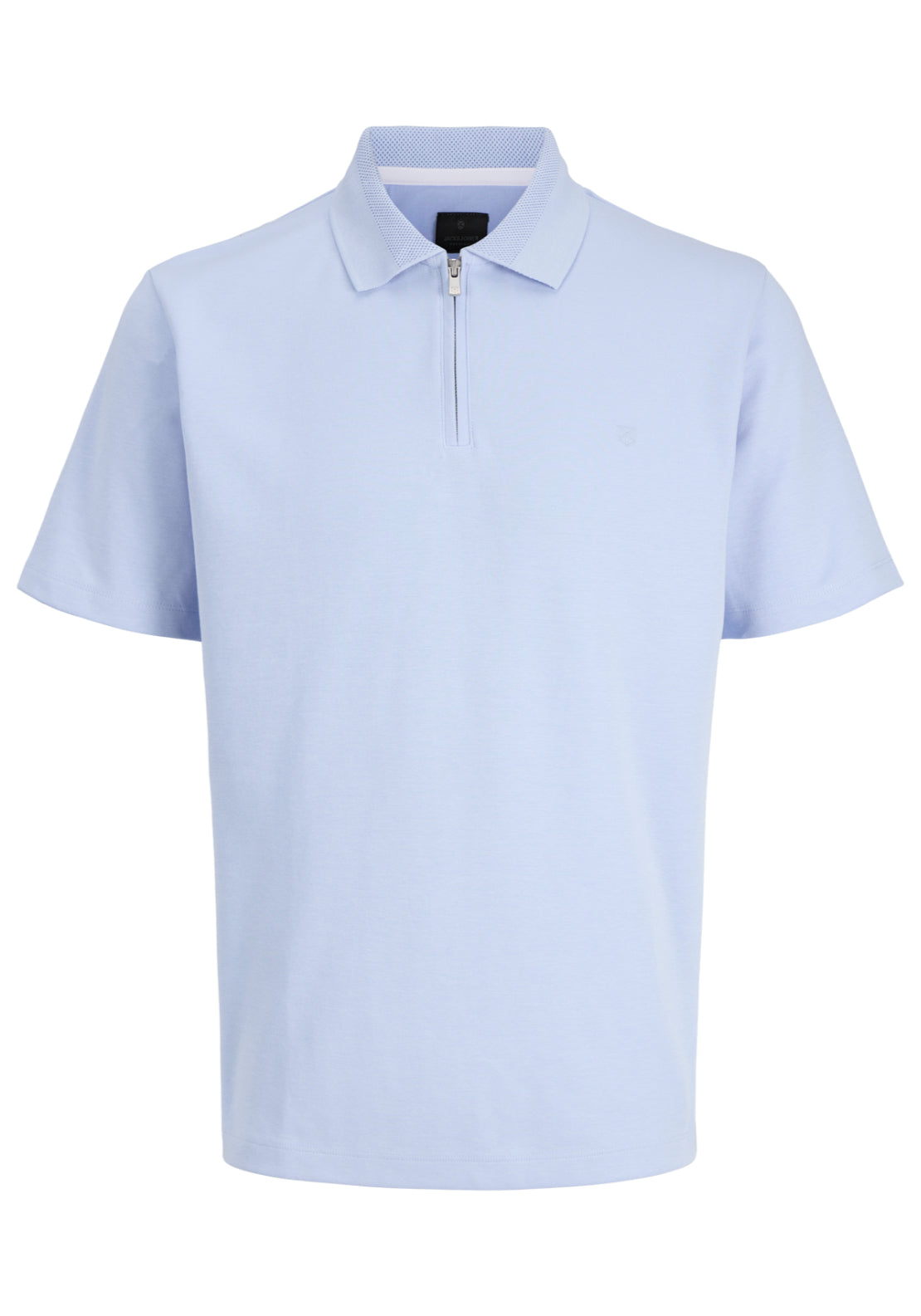 Jack &amp; Jones Short Sleeve Zip Polo Shirt - Blue 7 Shaws Department Stores