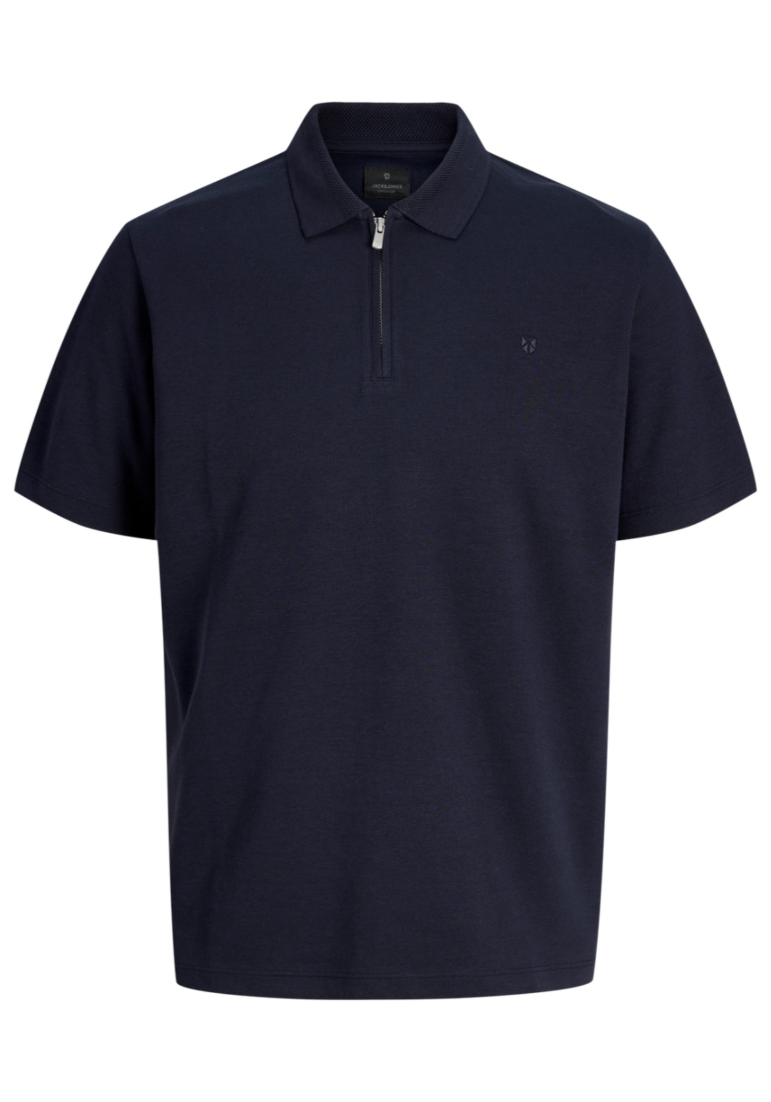 Jack &amp; Jones Short Sleeve Zip Polo Shirt - Night Sky 6 Shaws Department Stores