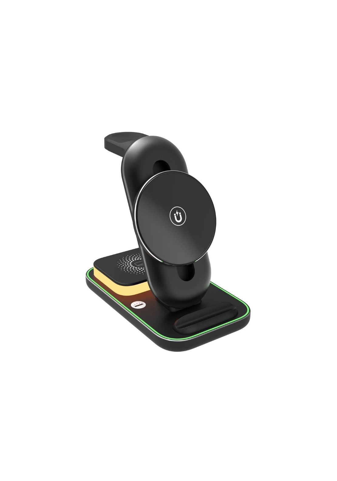 3-In-1 Charging Hub With Night Light - Black