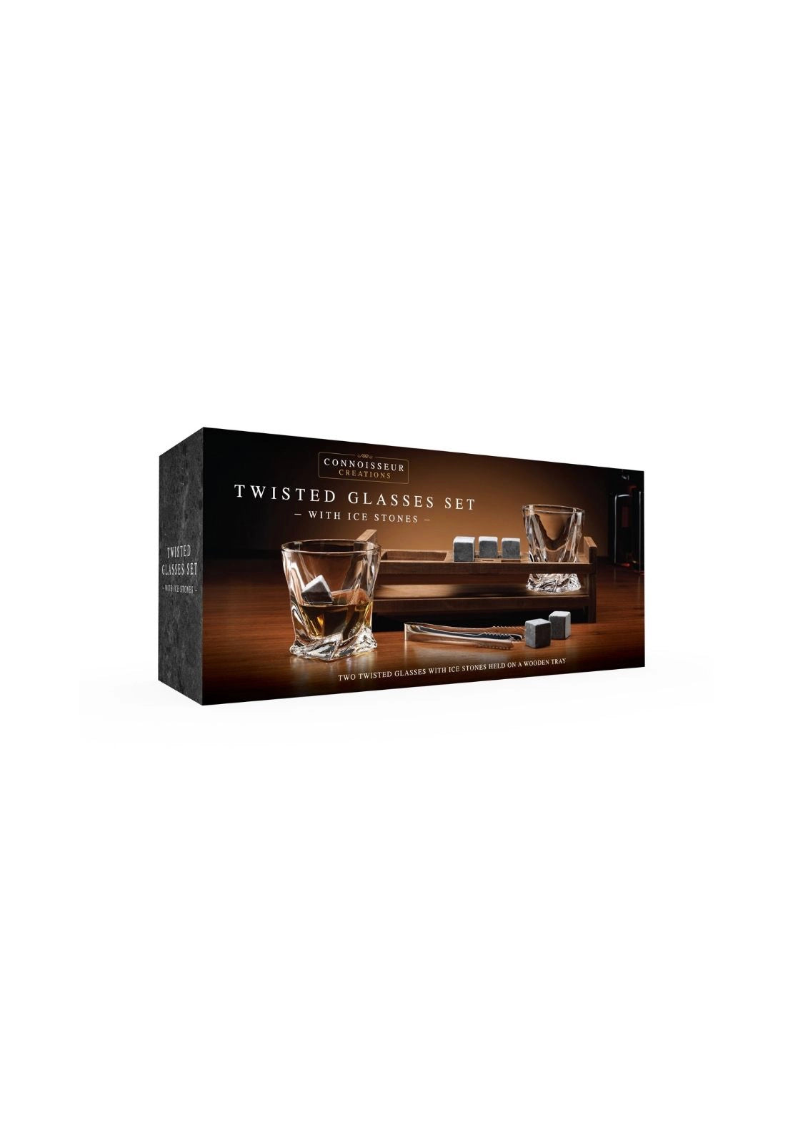 Twisted Whisky Glass Set With Ice Stones - Multi